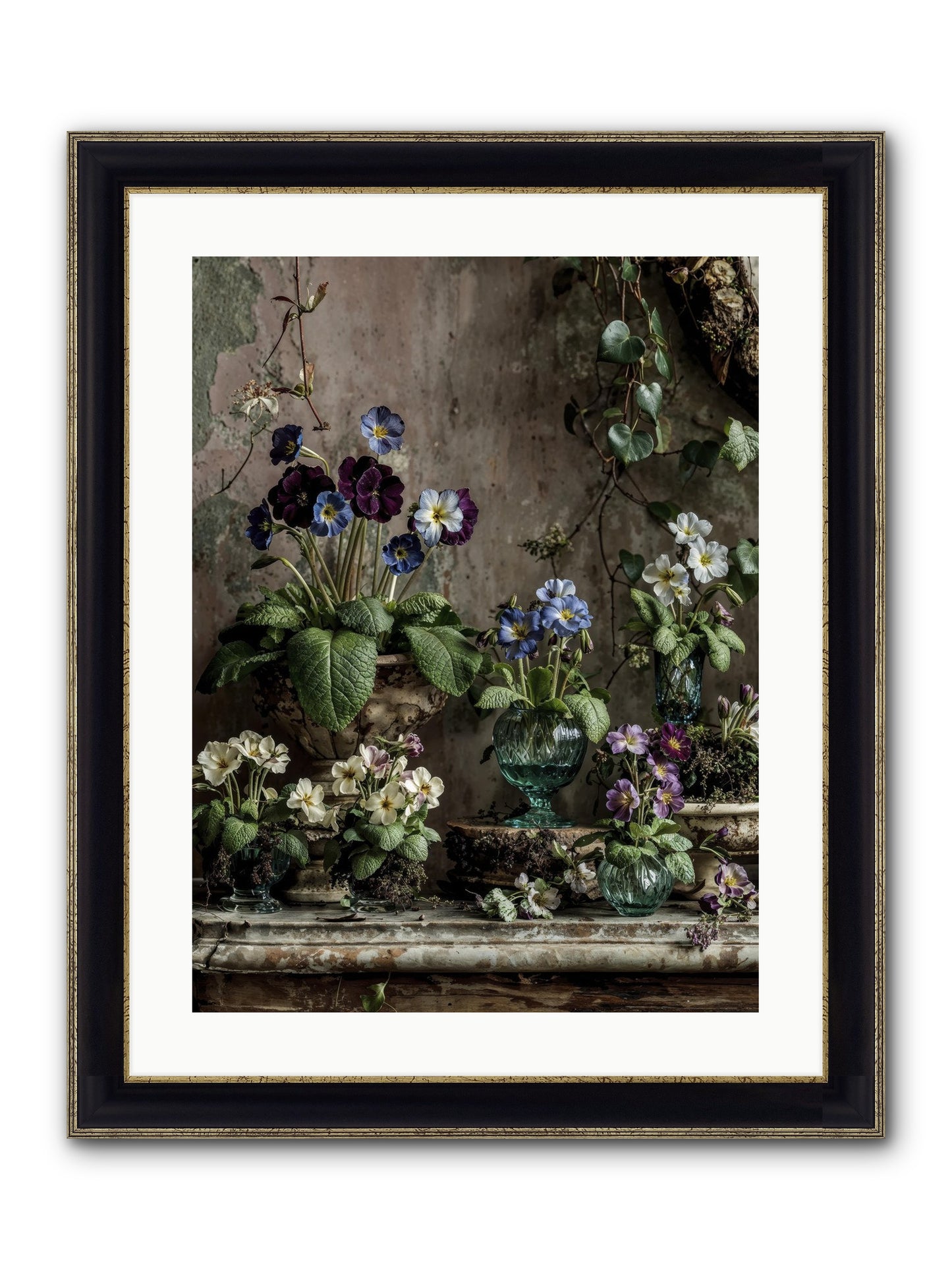 Gathered Framed Print - Black & Gold 18x24