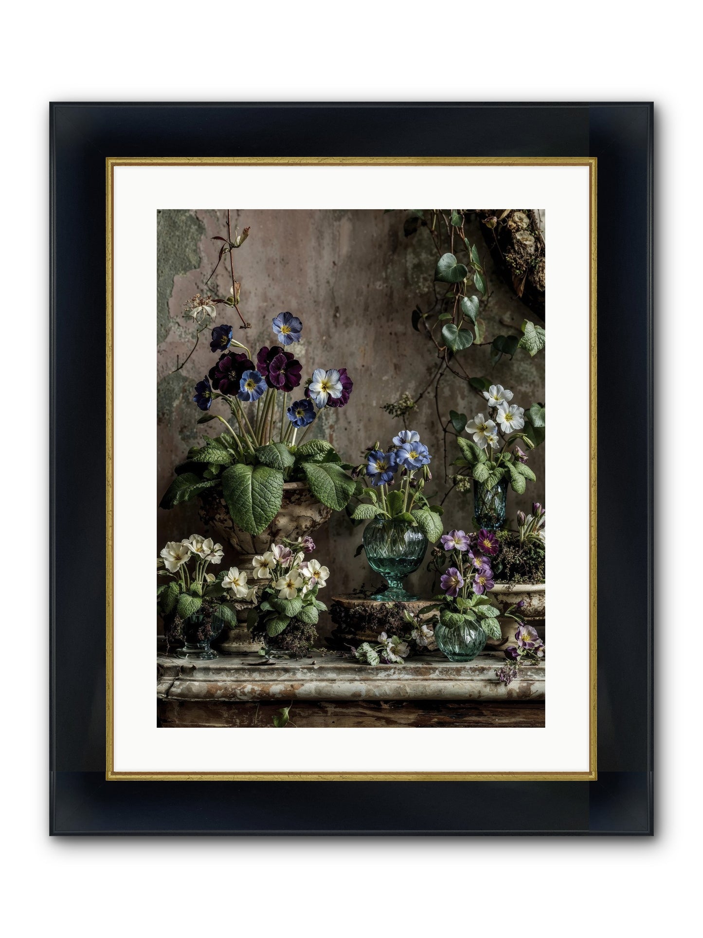 Gathered Framed Print - Wide Black w/Gold 18x24
