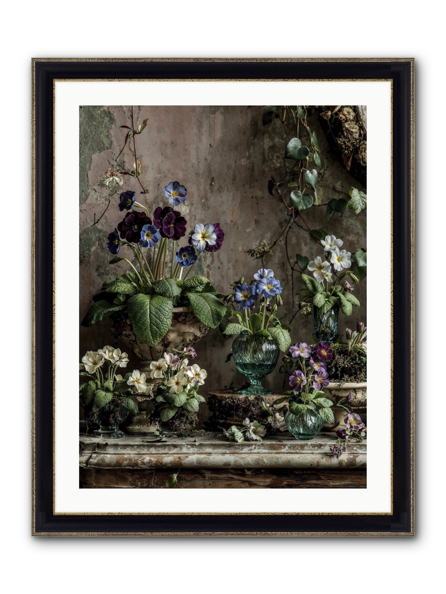 Gathered Framed Print - Black & Gold 24x32