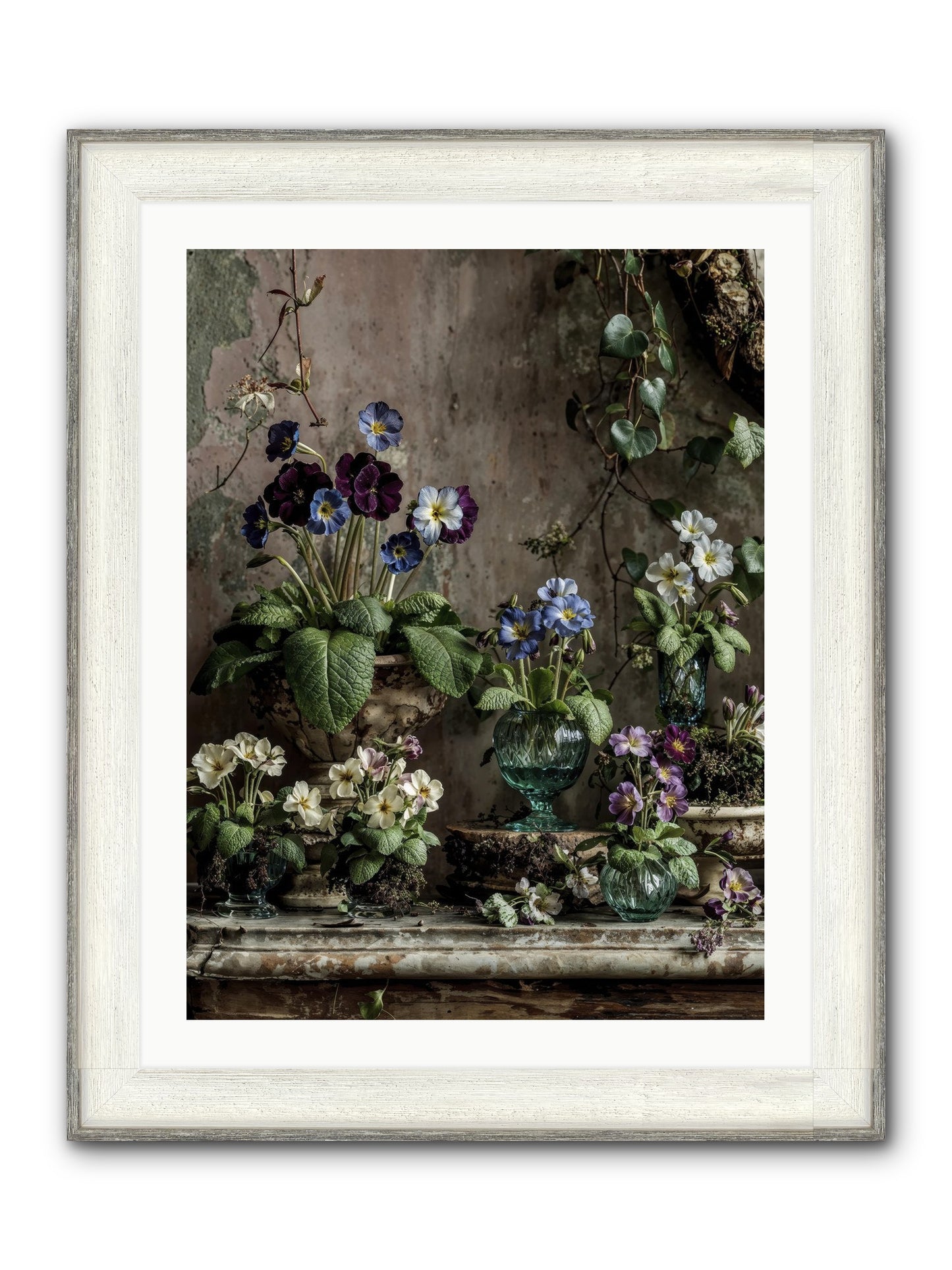 Gathered Framed Print - Driftwood White 24x32