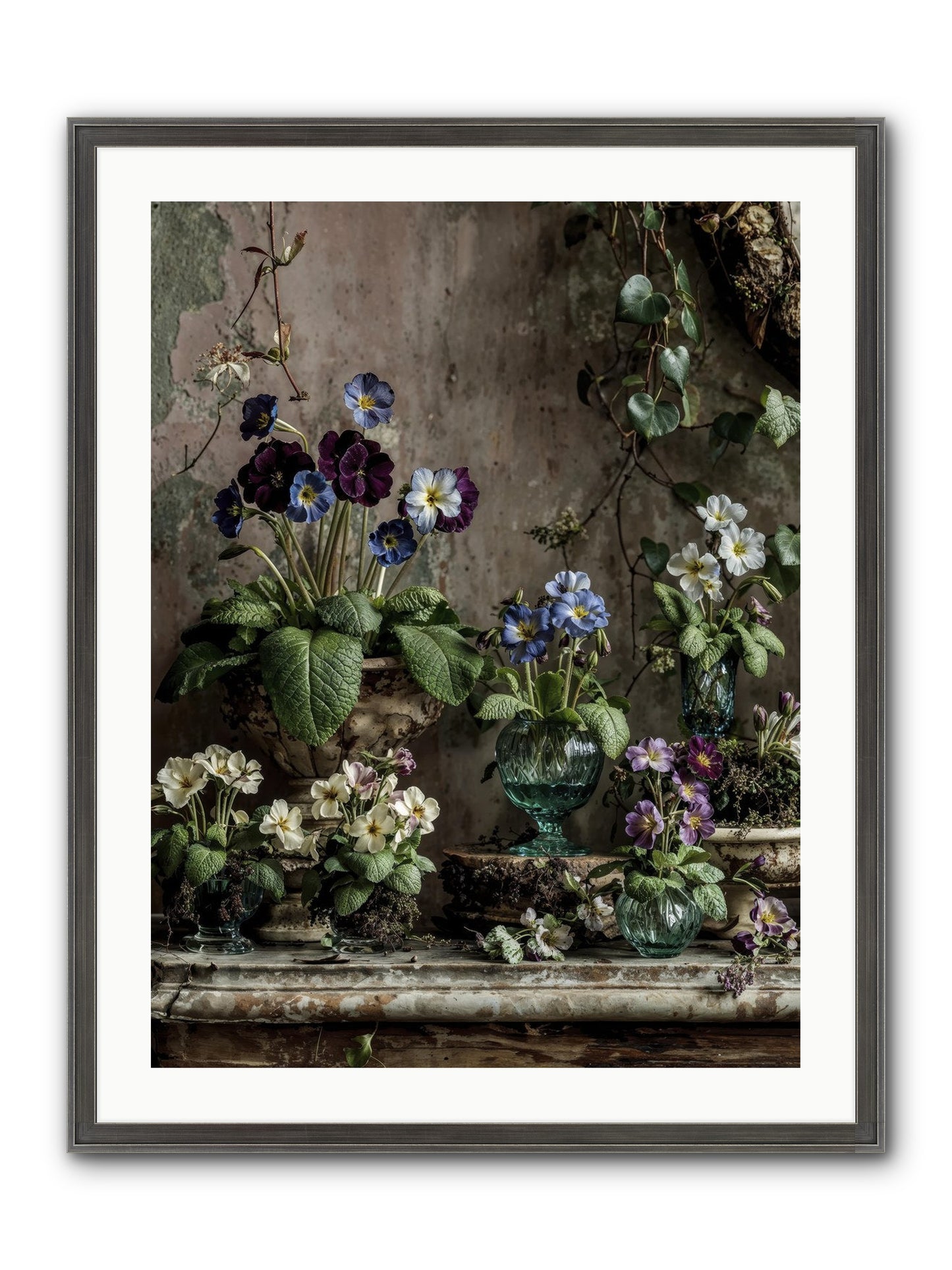 Gathered Framed Print - Slimwoods Black/Silver 24x32