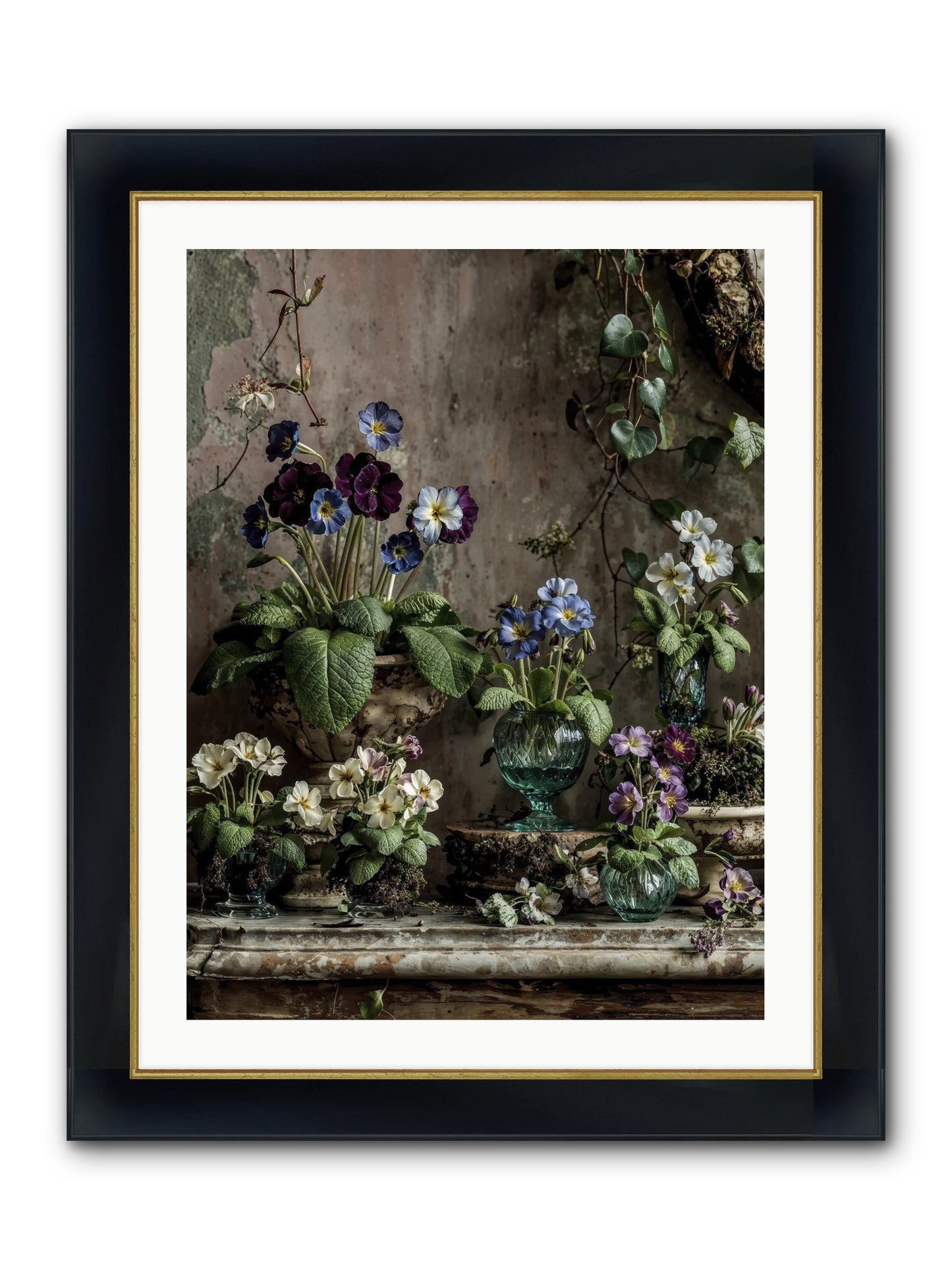 Gathered Framed Print - Wide Black w/Gold 24x32