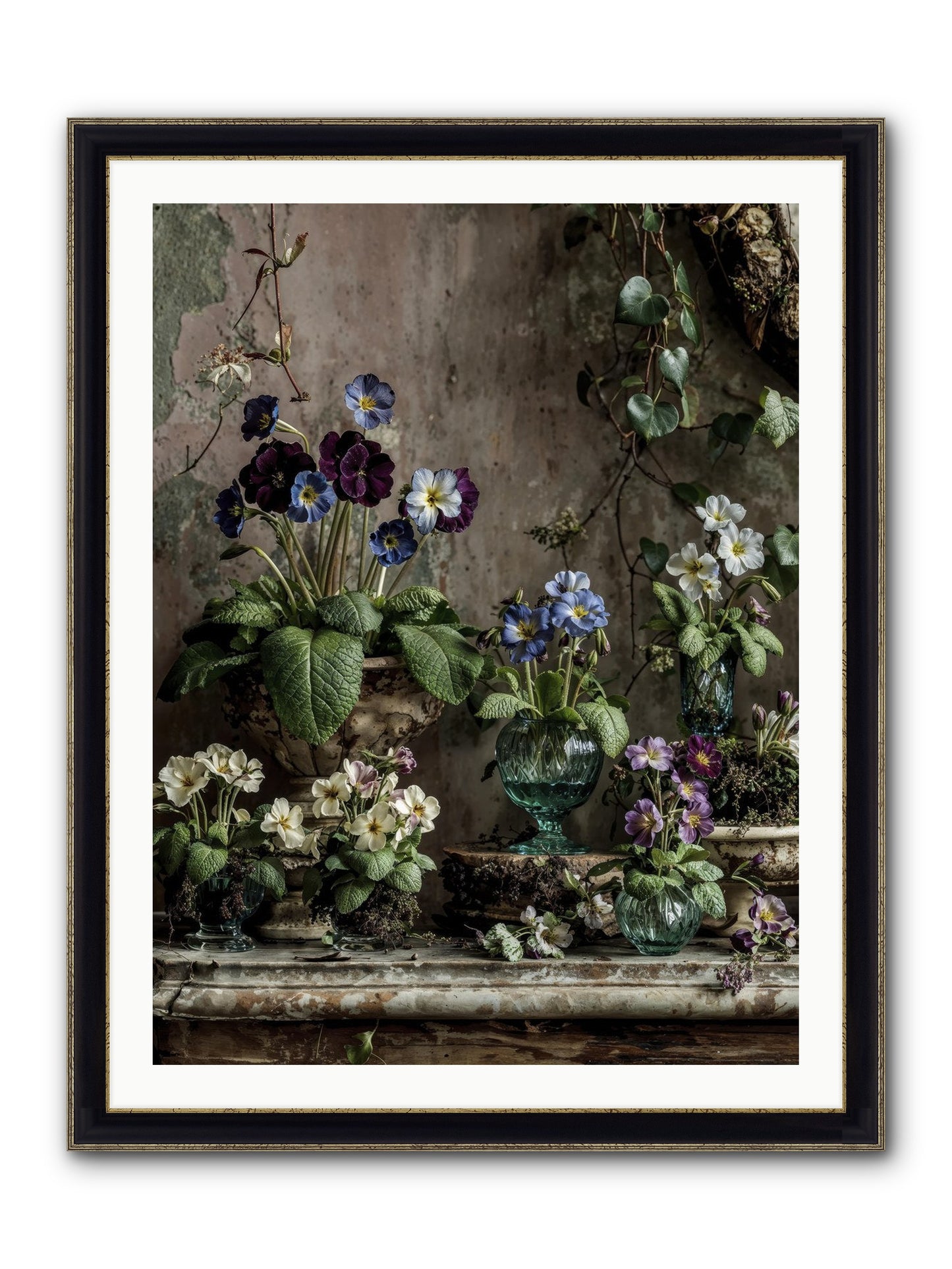 Gathered Framed Print - Black & Gold 30x40