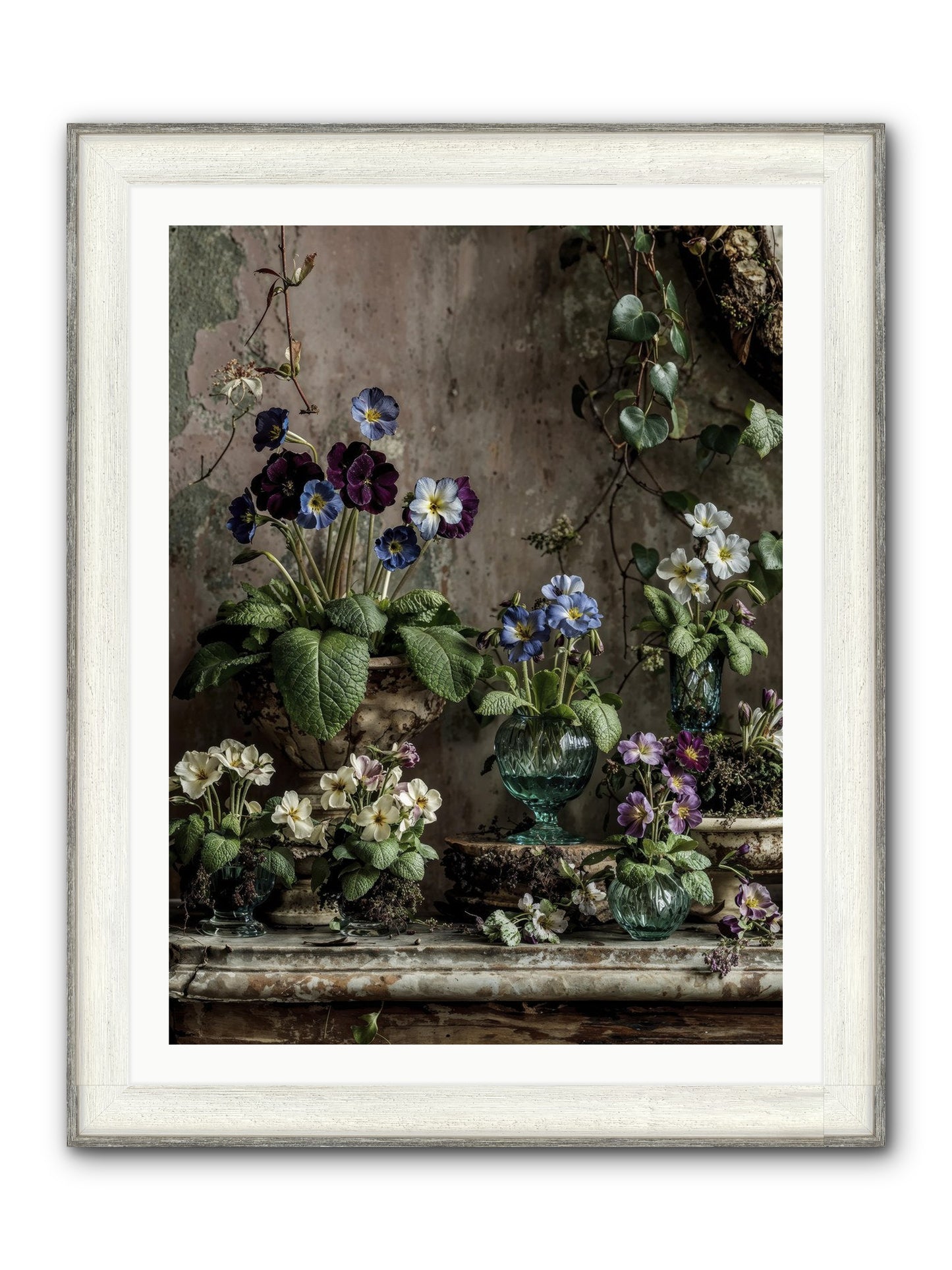 Gathered Framed Print - Driftwood White 30x40