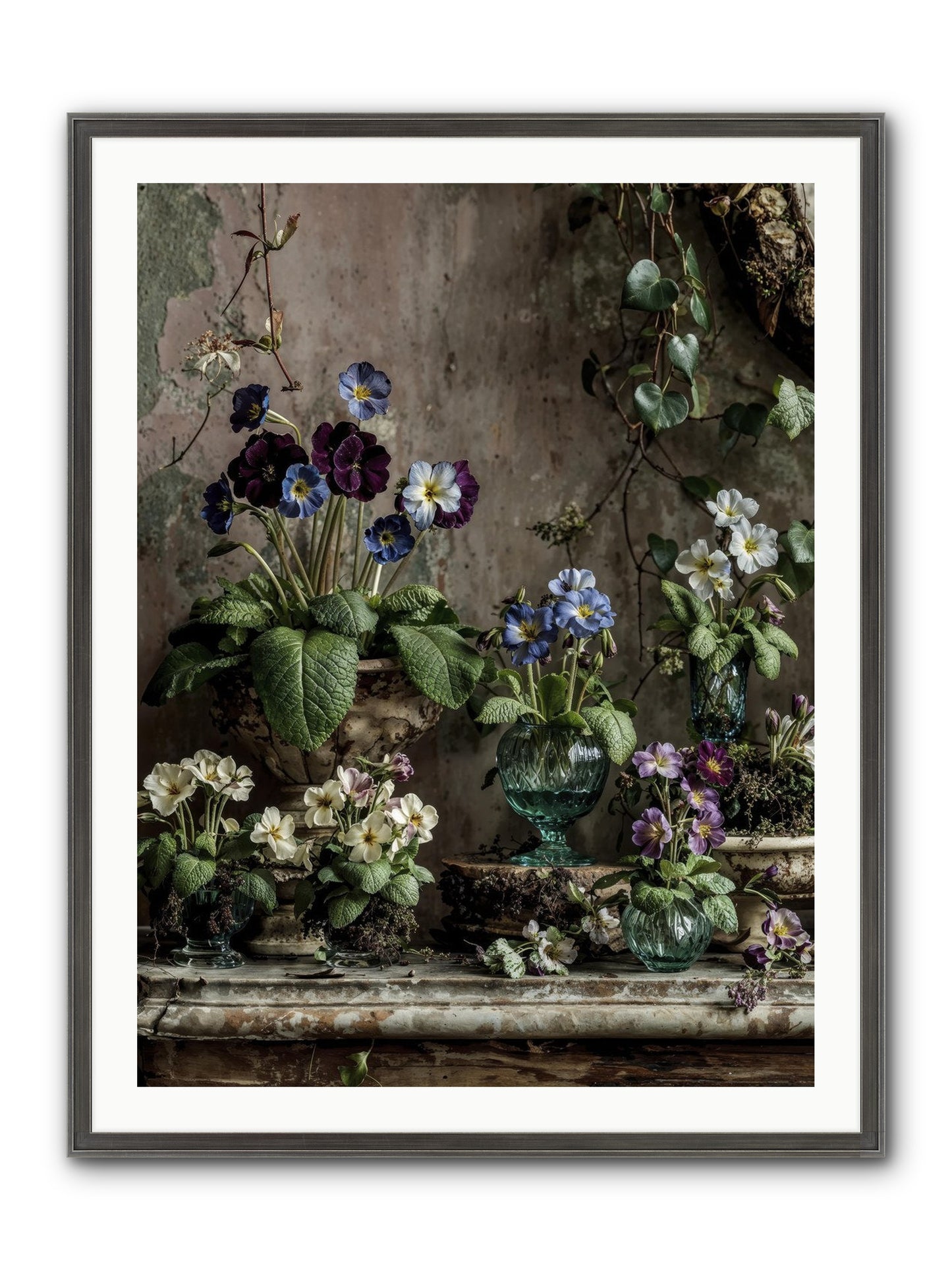 Gathered Framed Print - Slimwoods Black/Silver 30x40