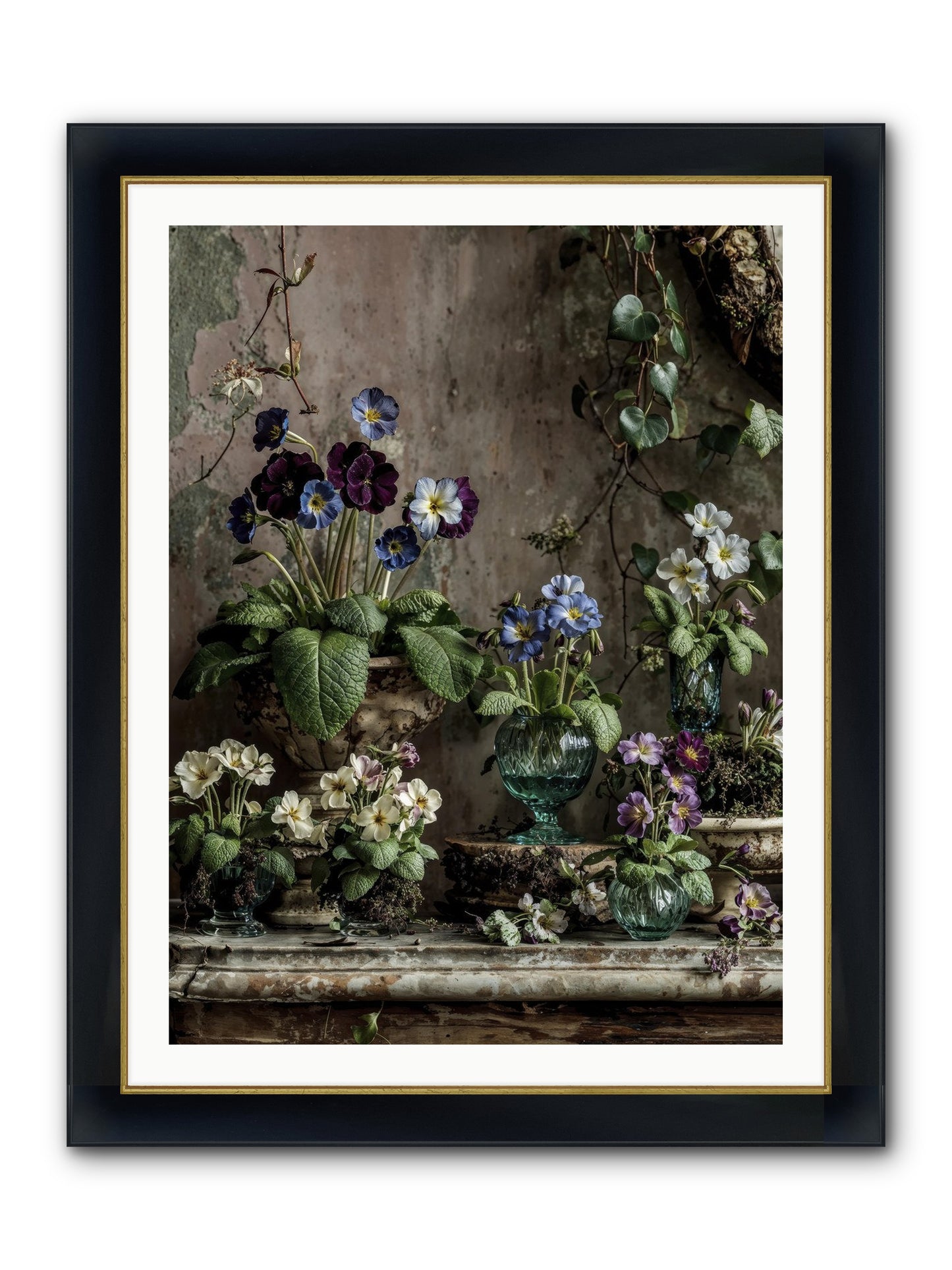 Gathered Framed Print - Wide Black w/Gold 30x40