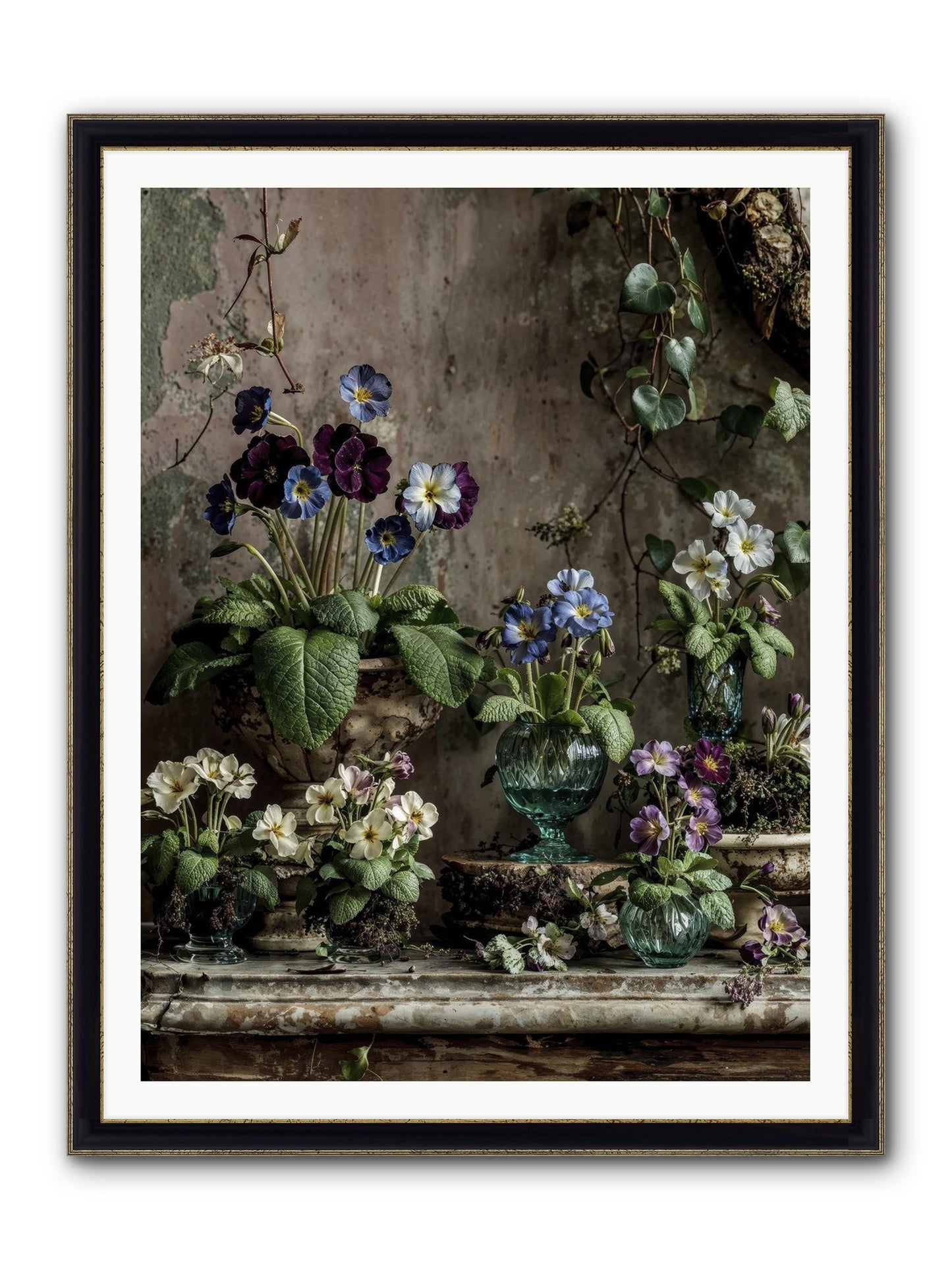 Gathered Framed Print - Black & Gold 36x48