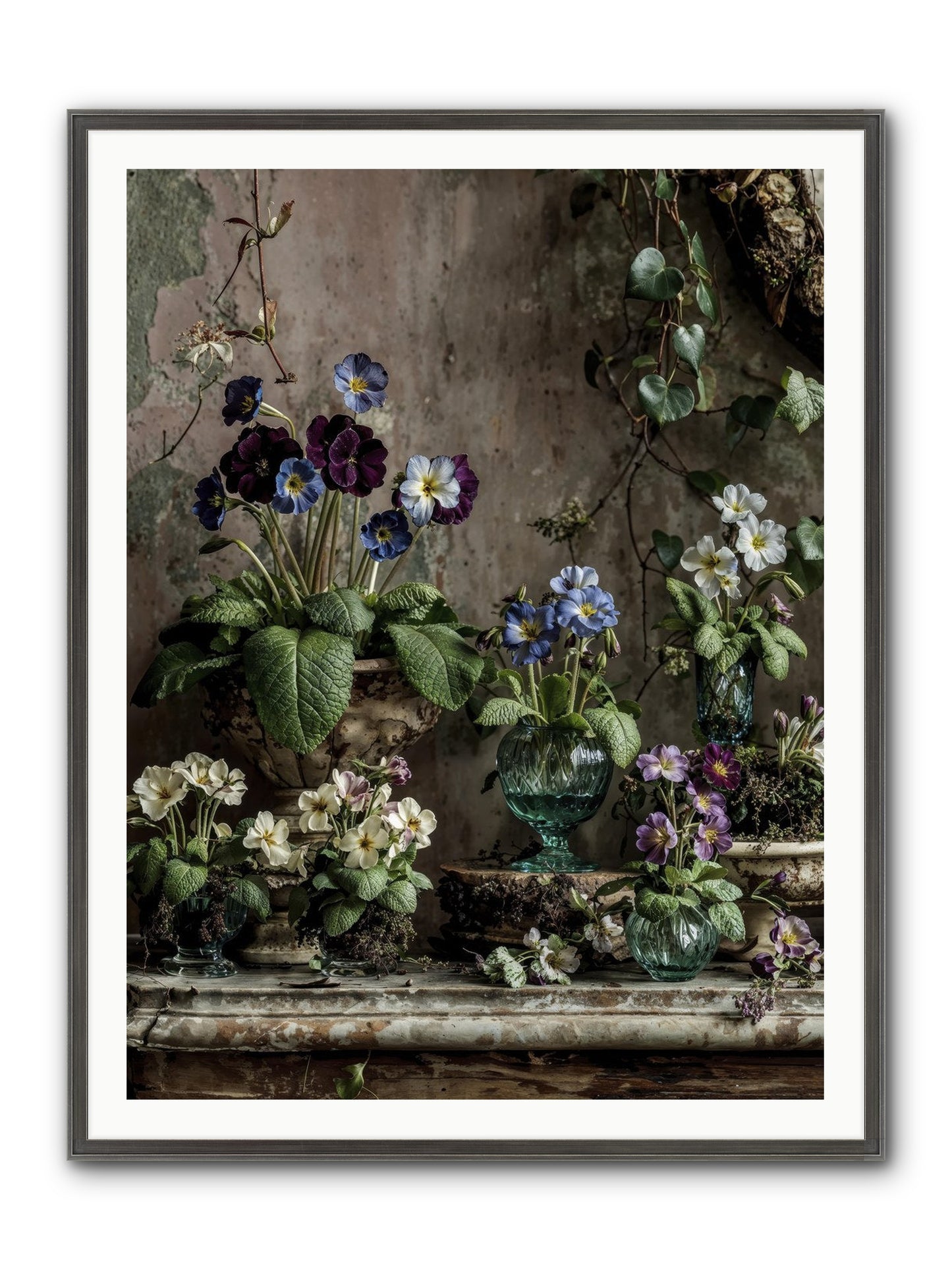 Gathered Framed Print - Slimwoods Black/Silver 36x48