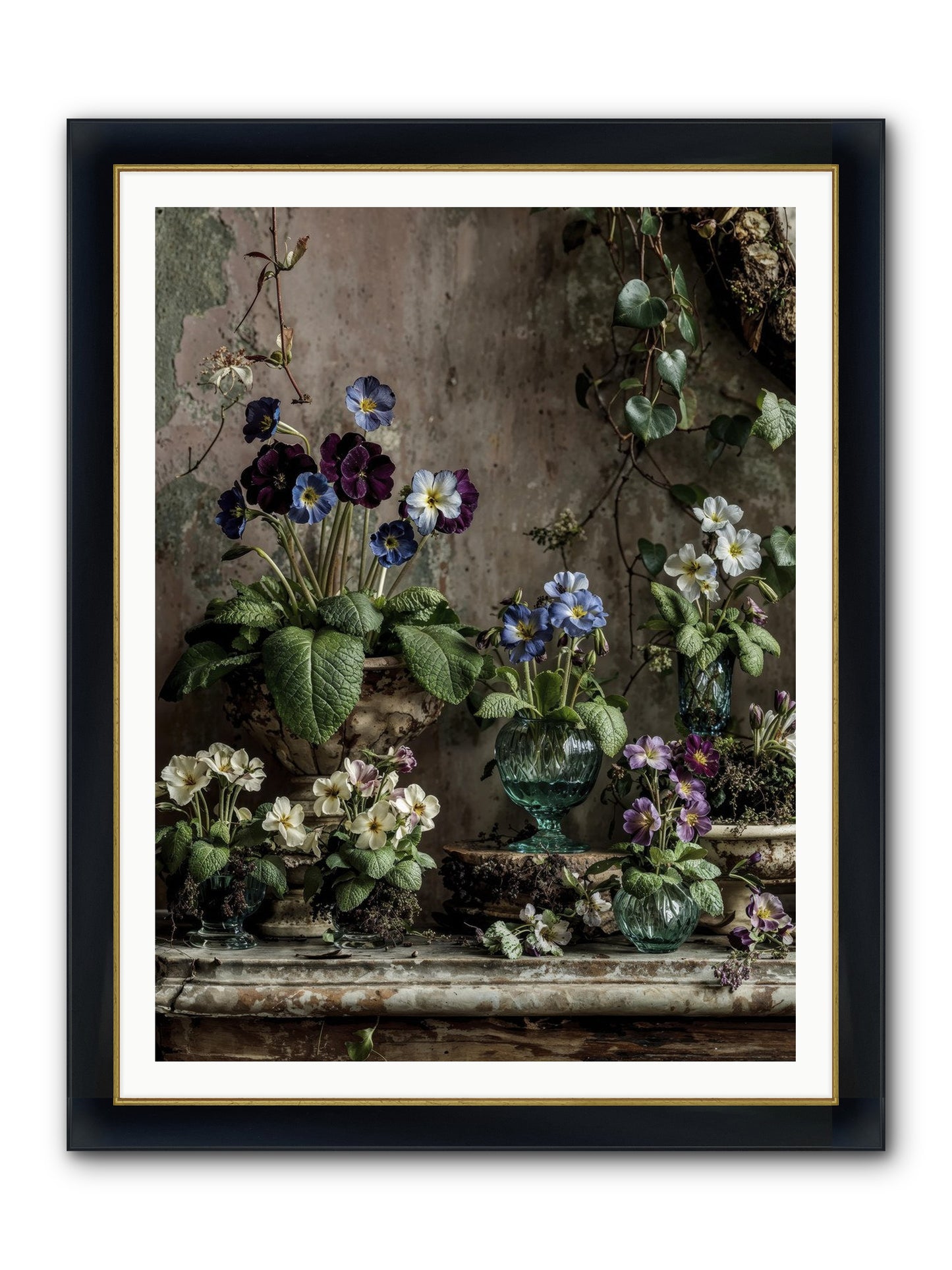 Gathered Framed Print - Wide Black w/Gold 36x48