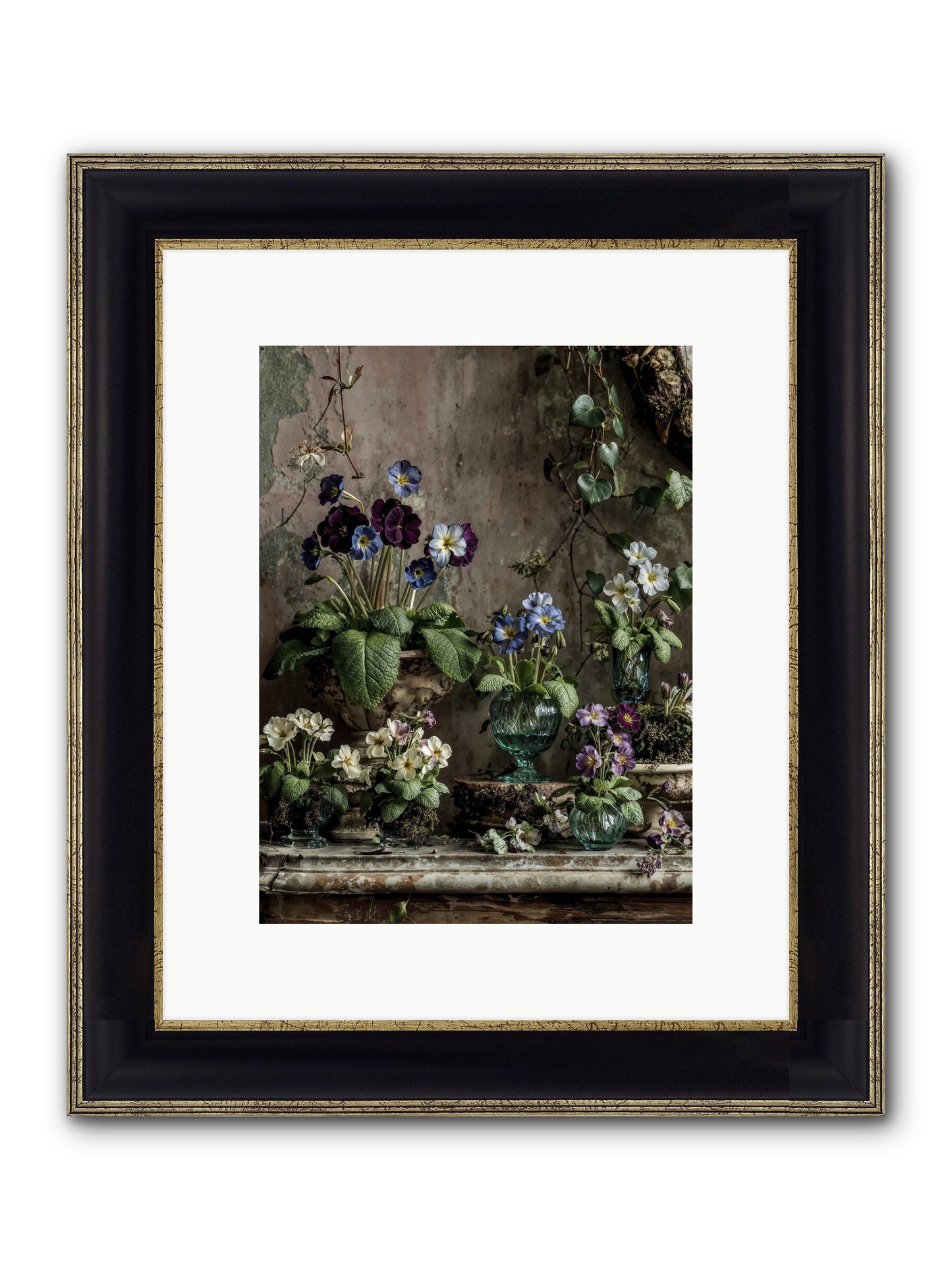 Gathered Framed Print - Black & Gold 9x12