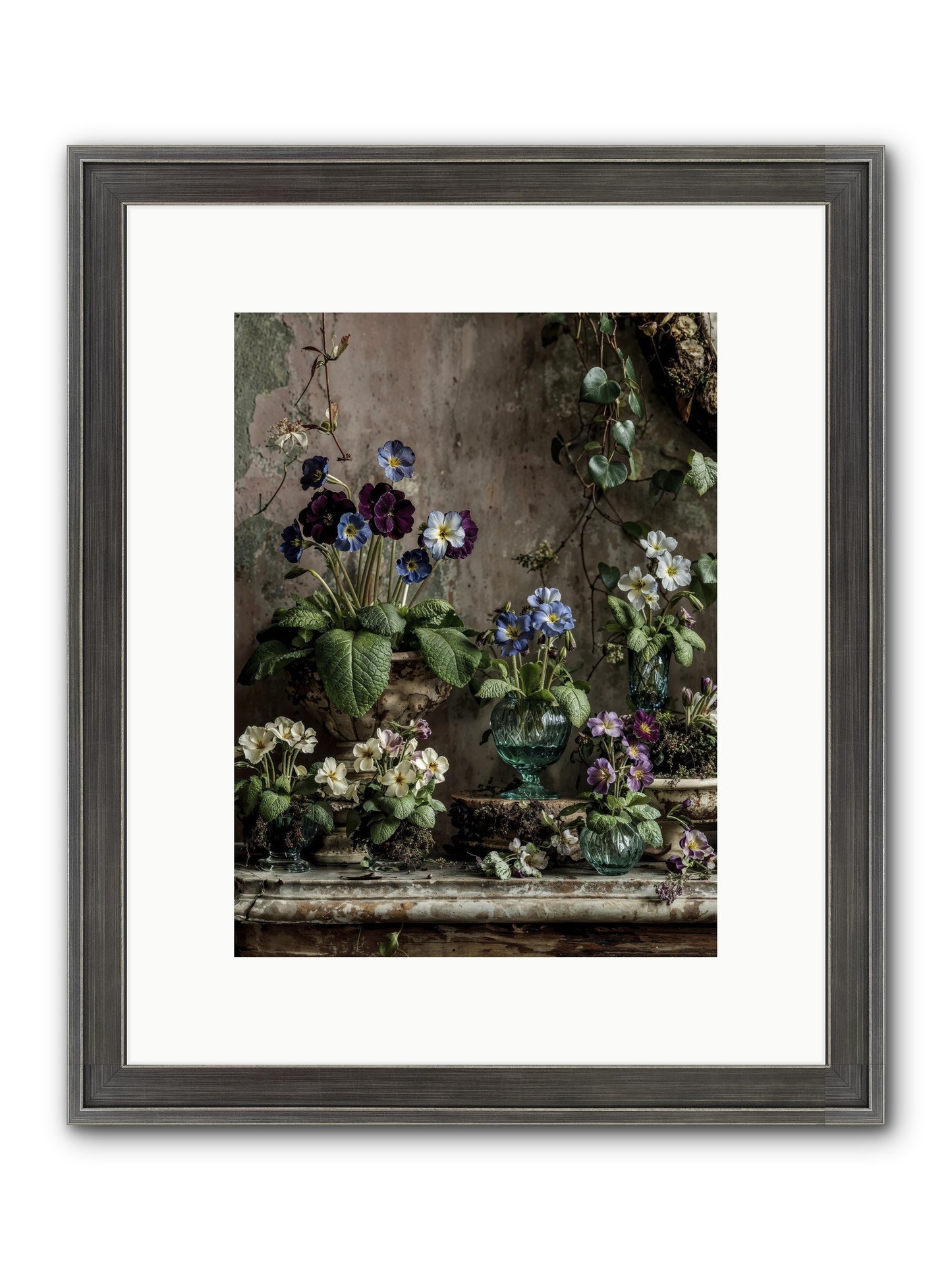 Gathered Framed Print - Slimwoods Black/Silver 9x12
