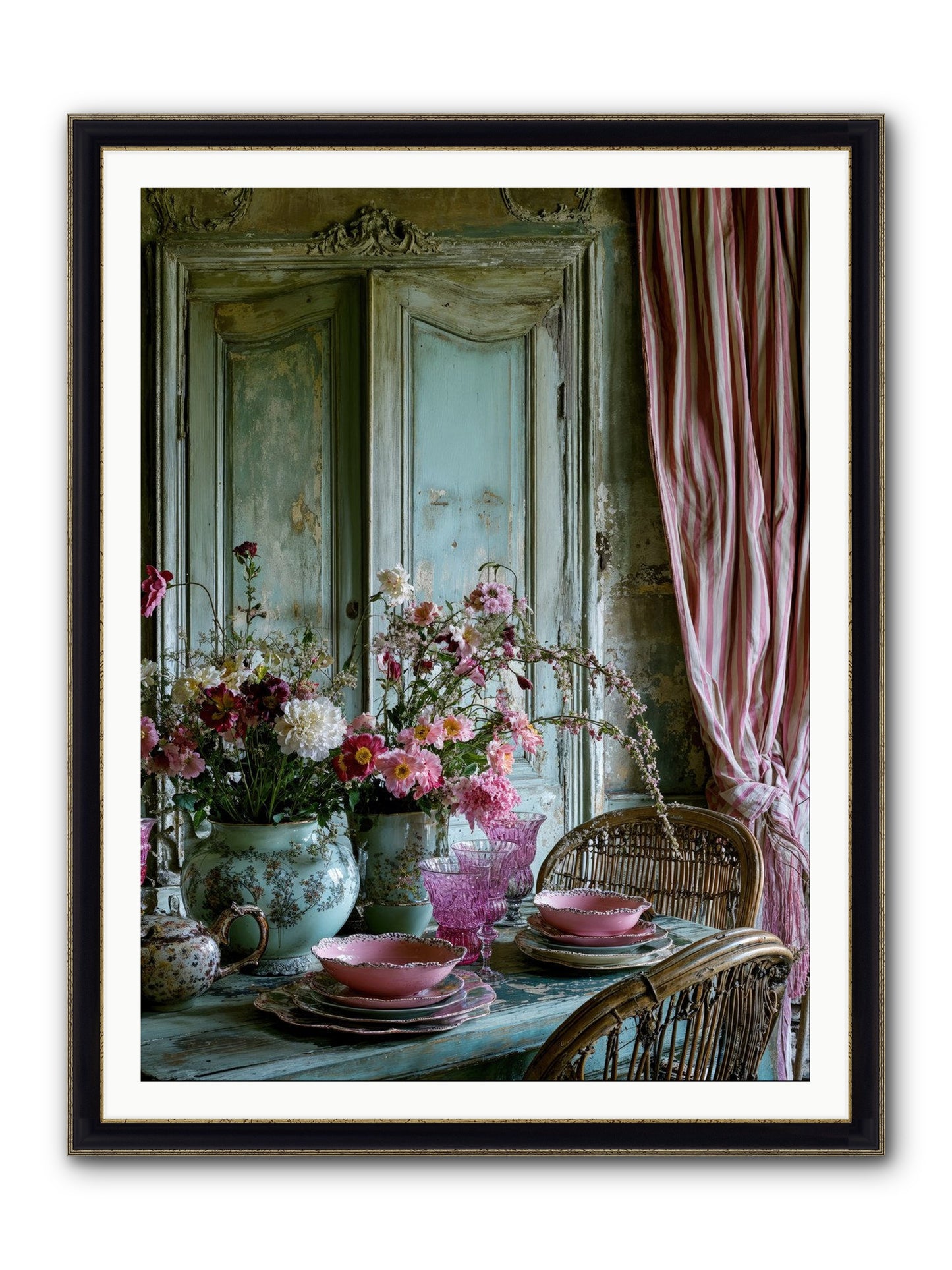 Gathering Of Angels Framed Print - Black & Gold 36x48