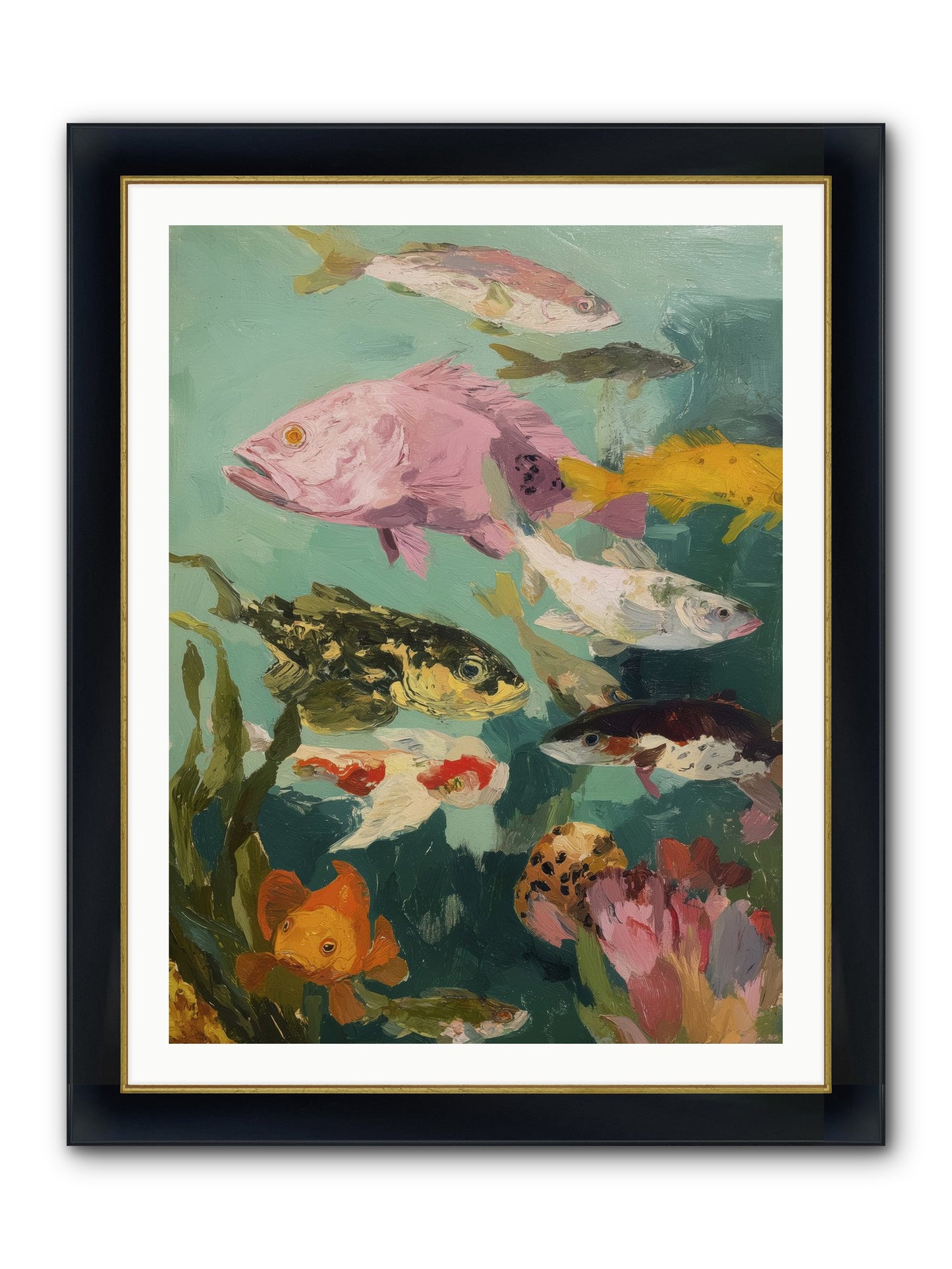 Gemstone Ballet Framed Print - Wide Black w/Gold 30x40