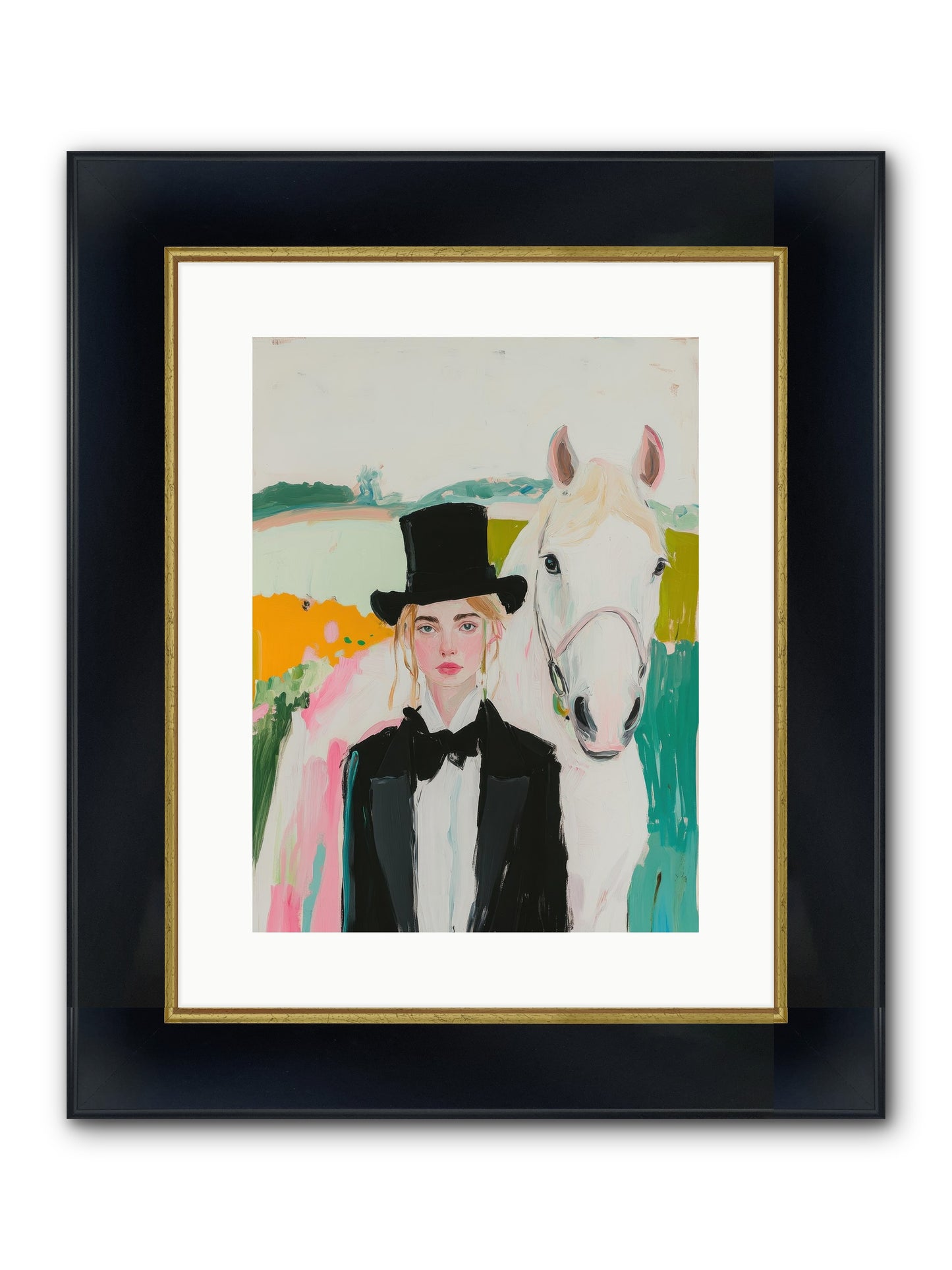 Gentle Mischief Framed Print - Wide Black w/Gold 12x16