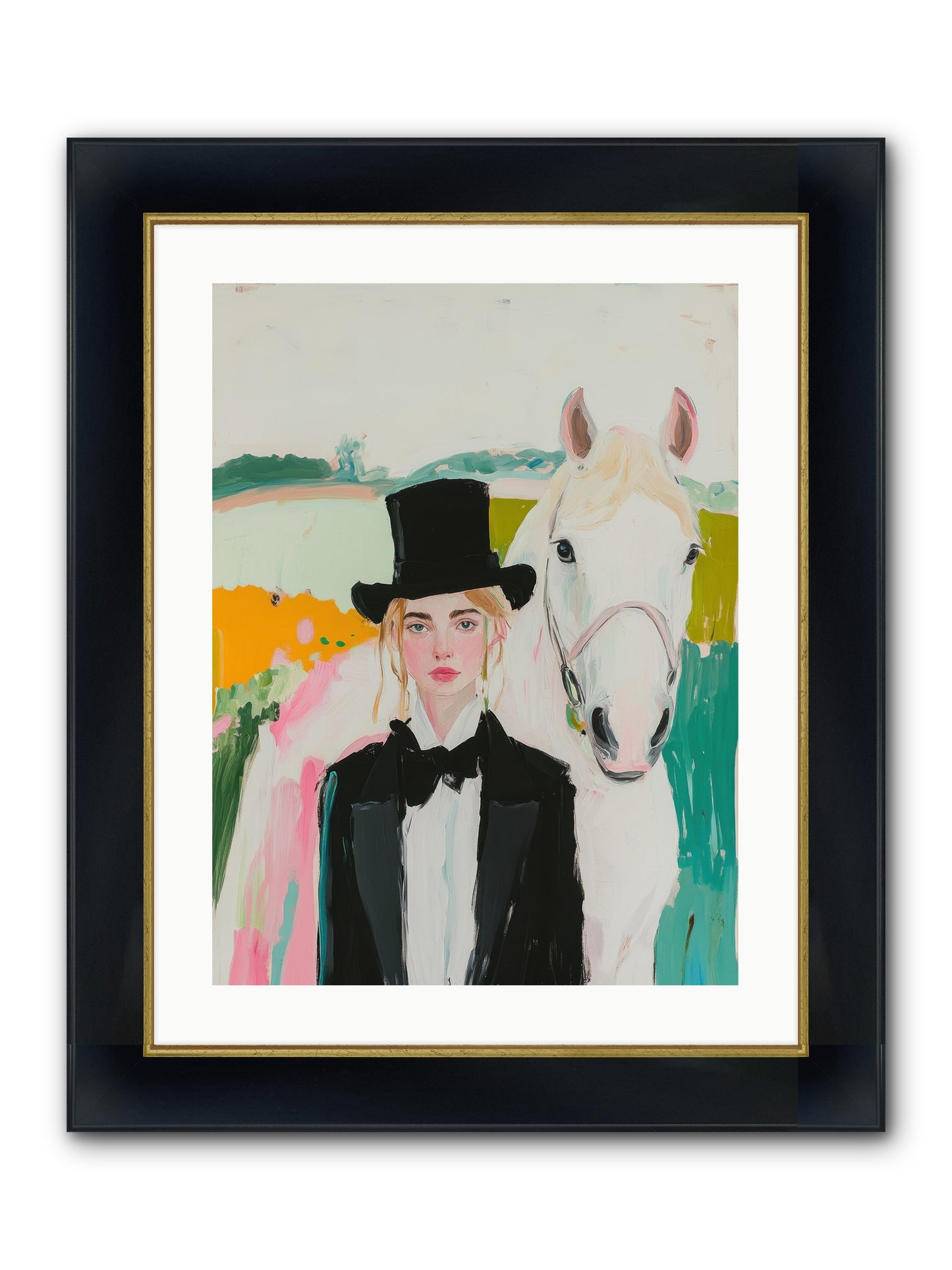 Gentle Mischief Framed Print - Wide Black w/Gold 18x24