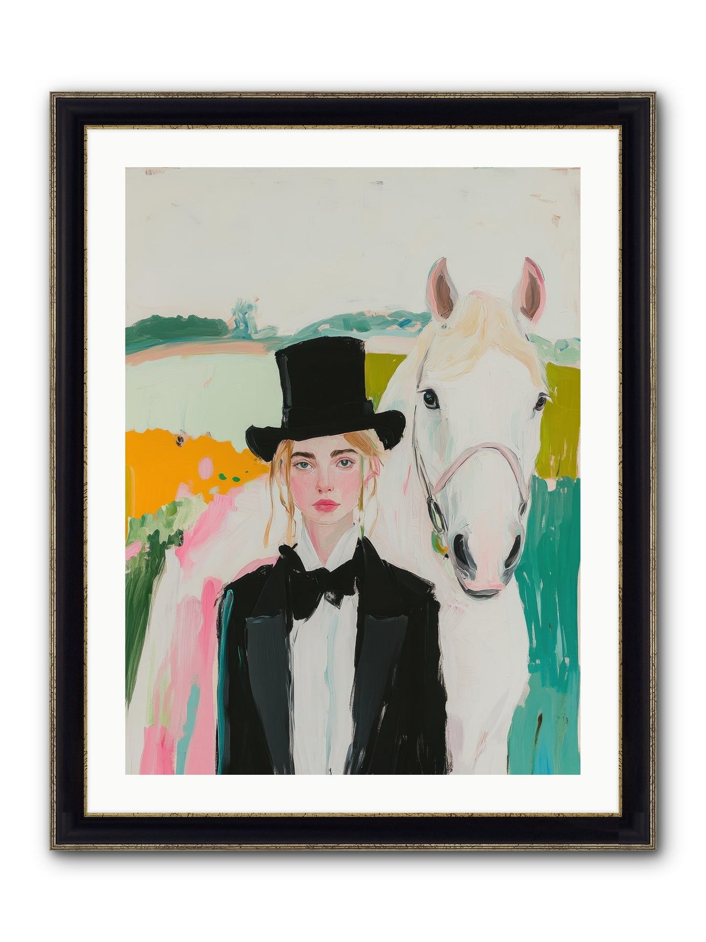 Gentle Mischief Framed Print - Black & Gold 24x32