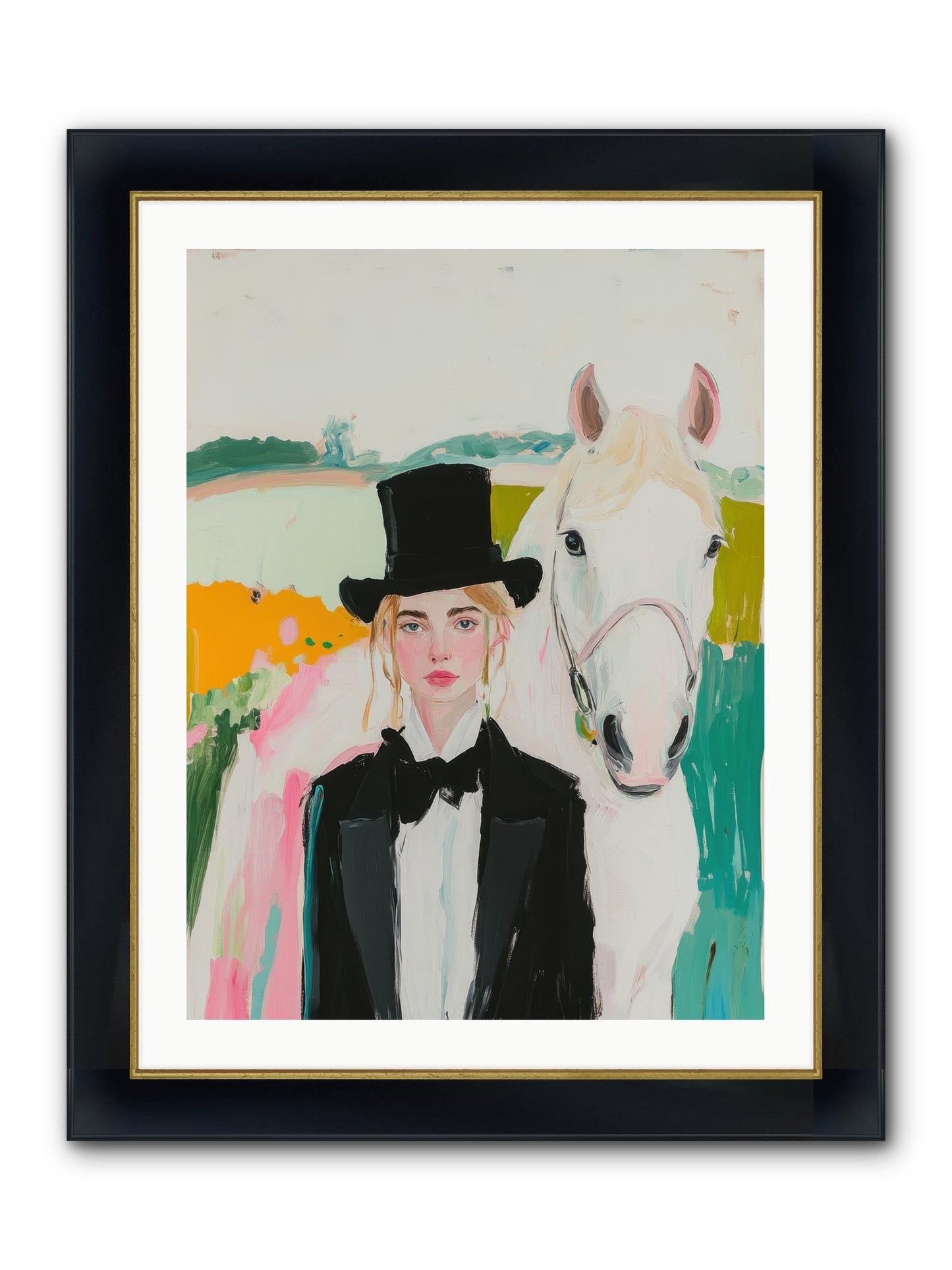 Gentle Mischief Framed Print - Wide Black w/Gold 24x32