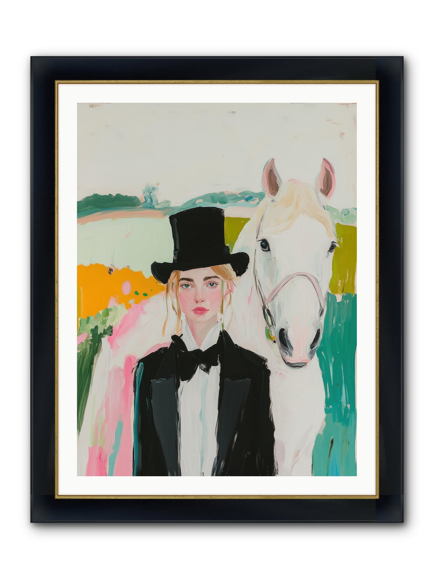 Gentle Mischief Framed Print - Wide Black w/Gold 30x40