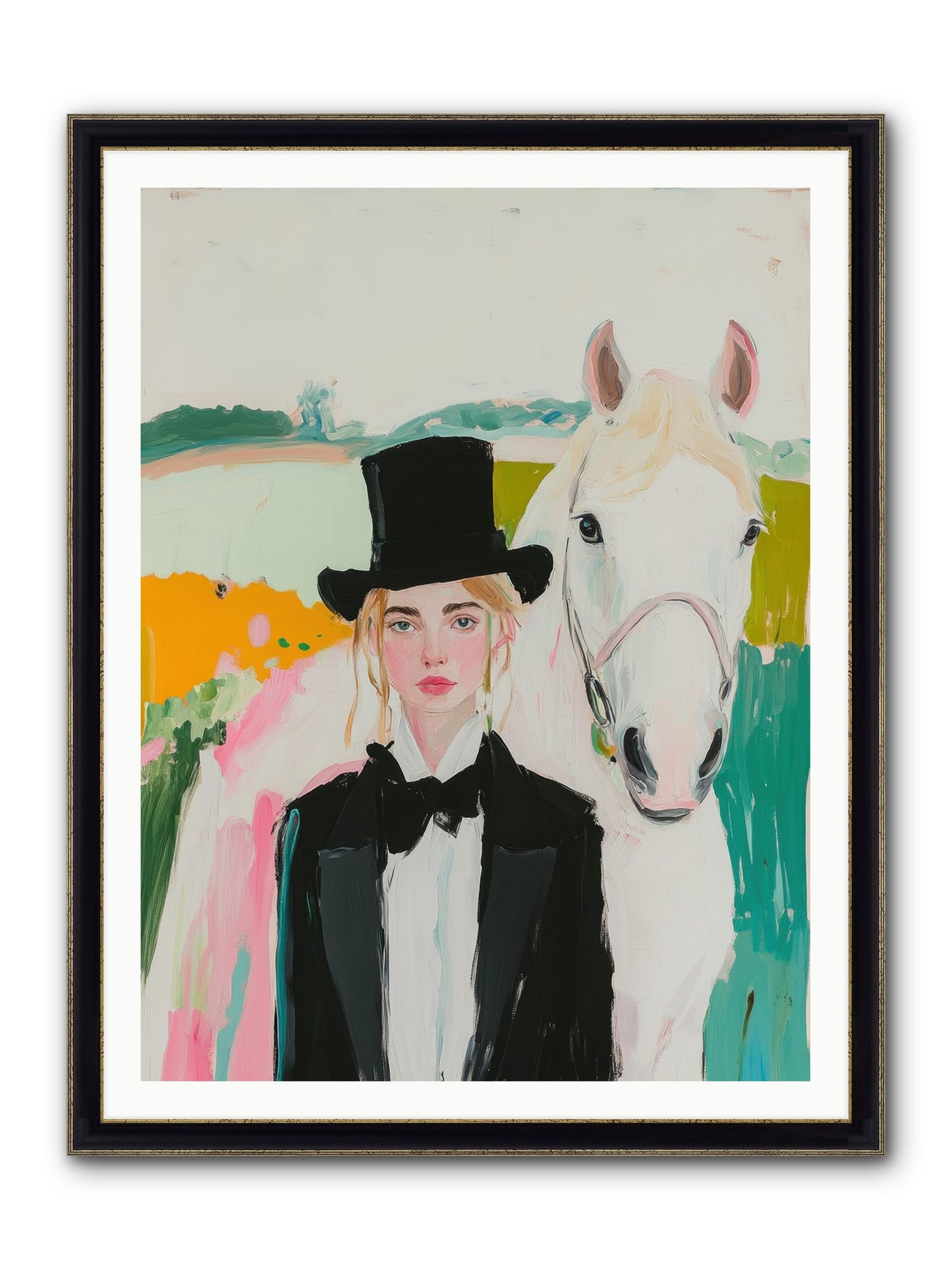 Gentle Mischief Framed Print - Black & Gold 36x48