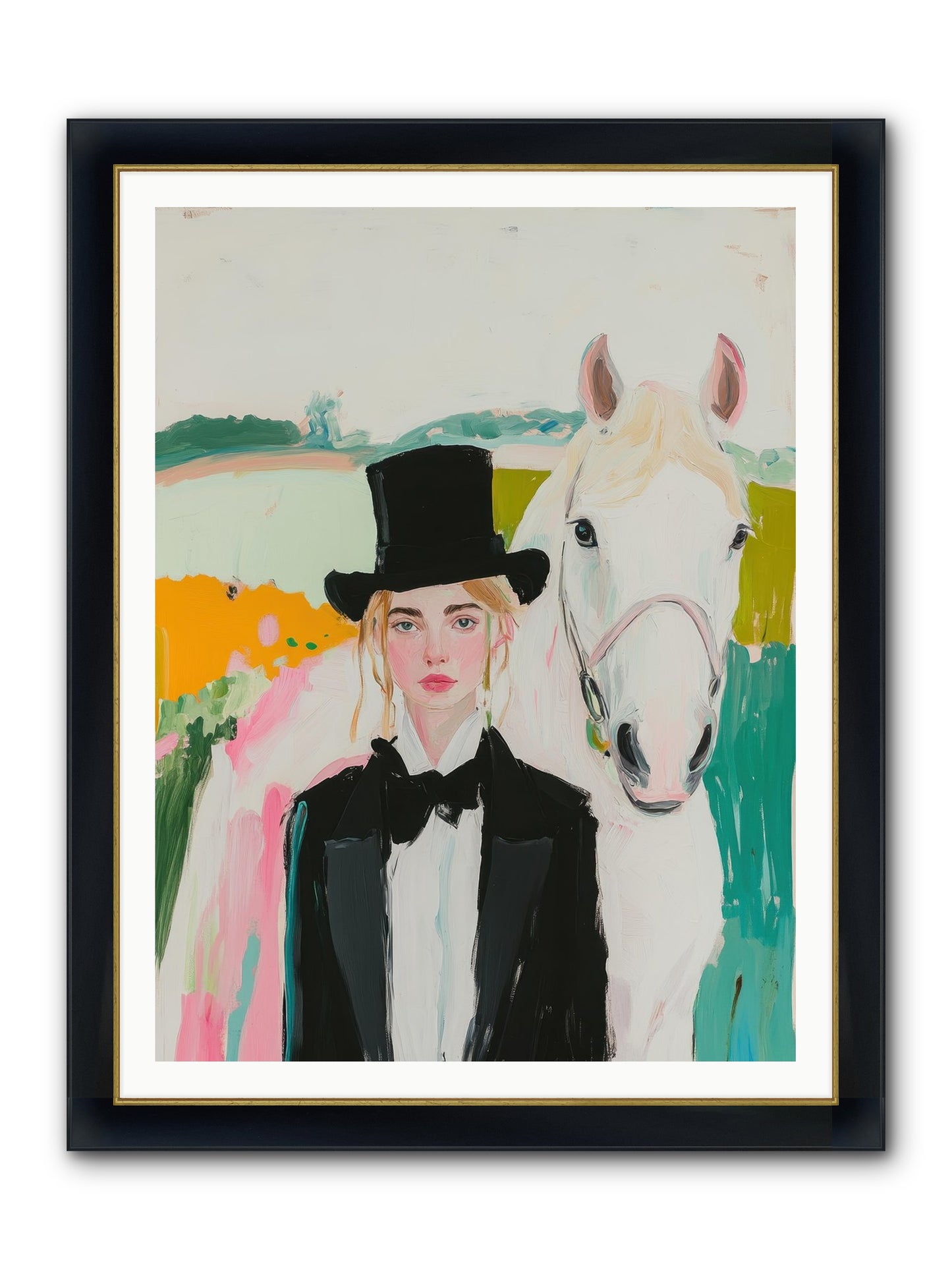 Gentle Mischief Framed Print - Wide Black w/Gold 36x48