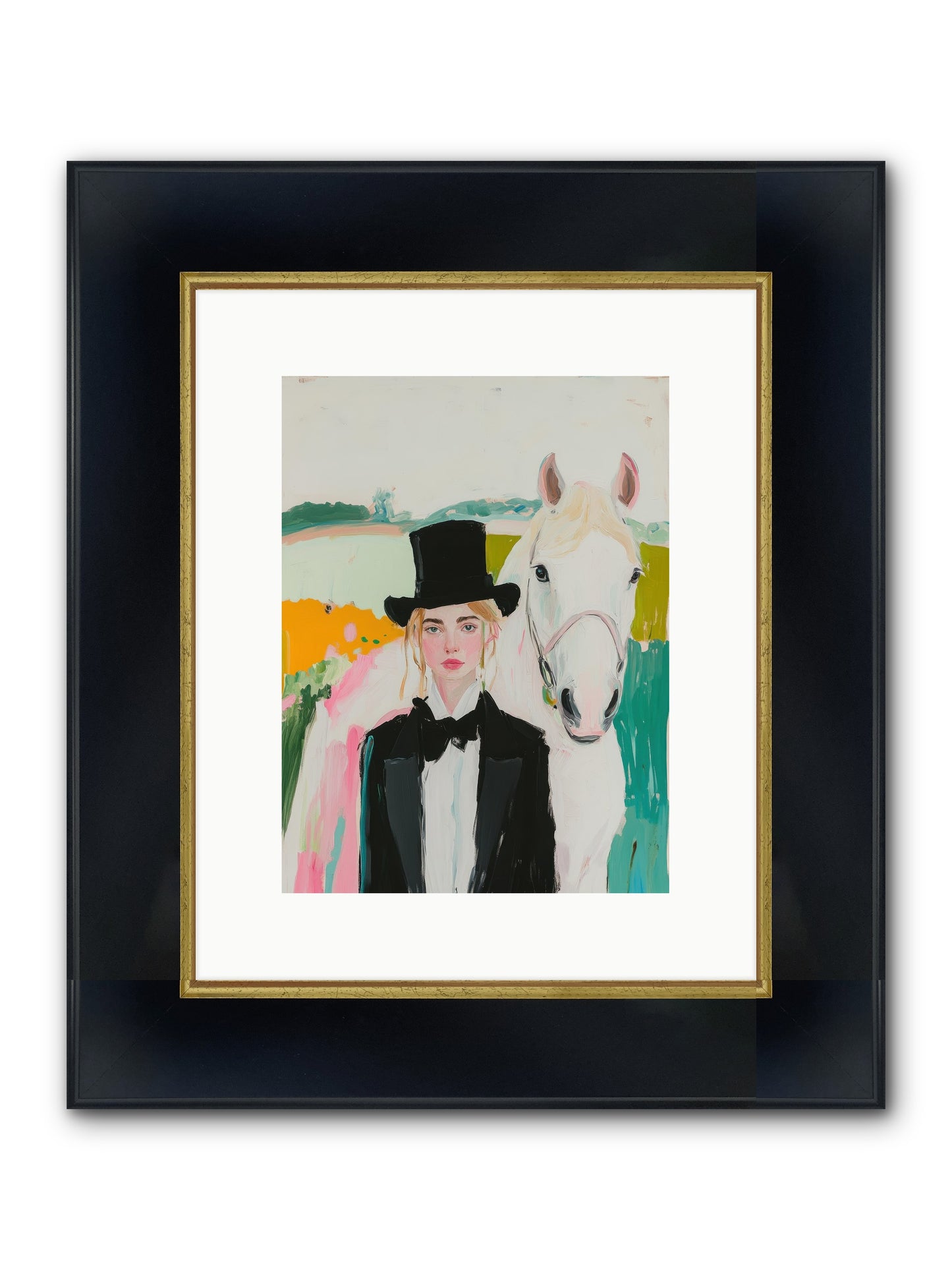 Gentle Mischief Framed Print - Wide Black w/Gold 9x12