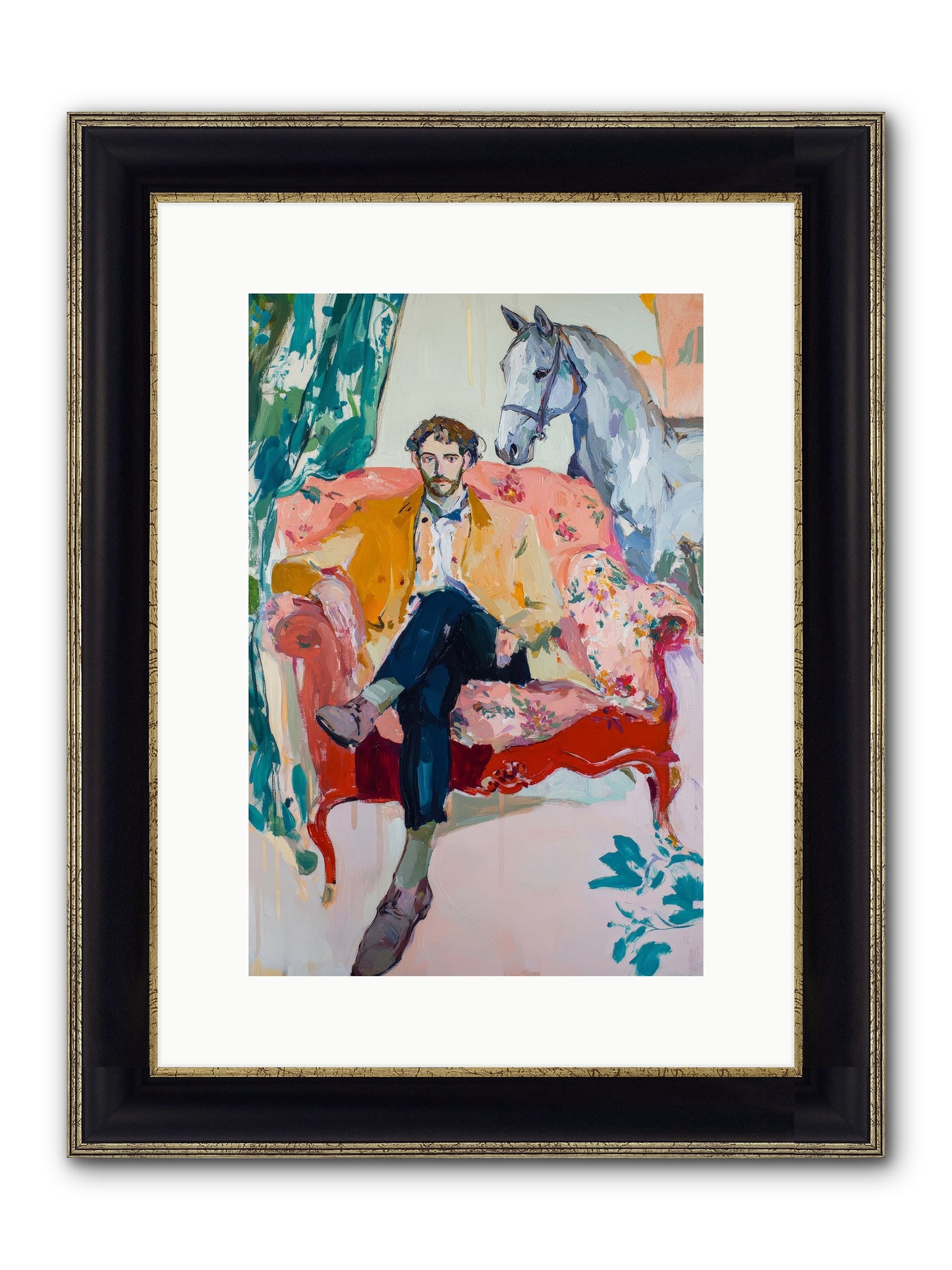 Gentleman Rider Framed Print - Black & Gold 10x15