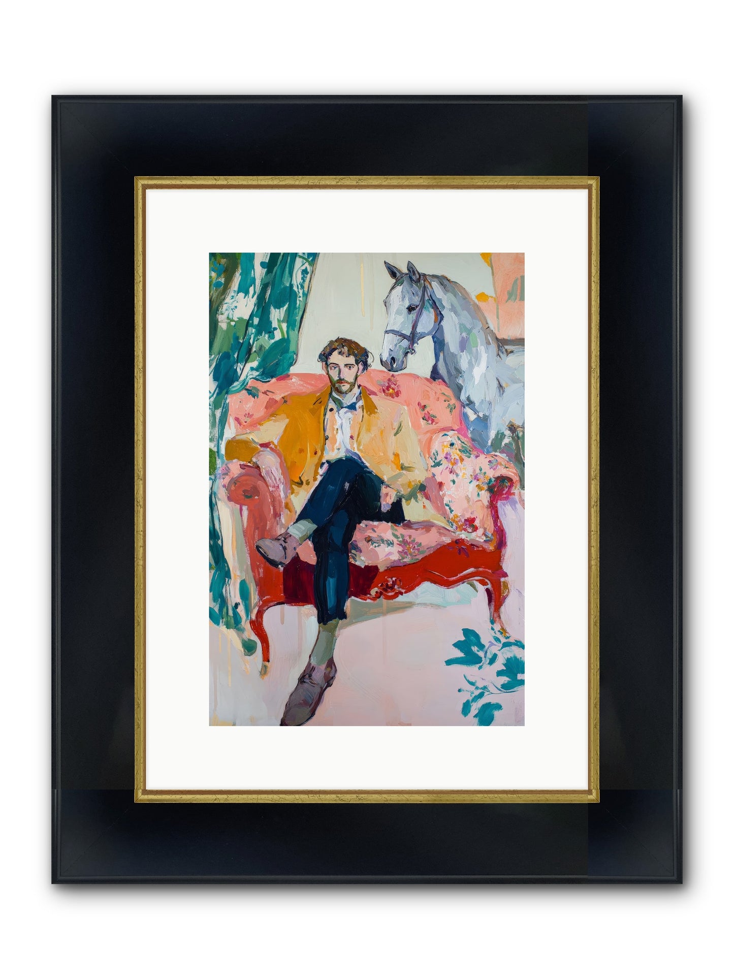 Gentleman Rider Framed Print - Wide Black w/Gold 10x15