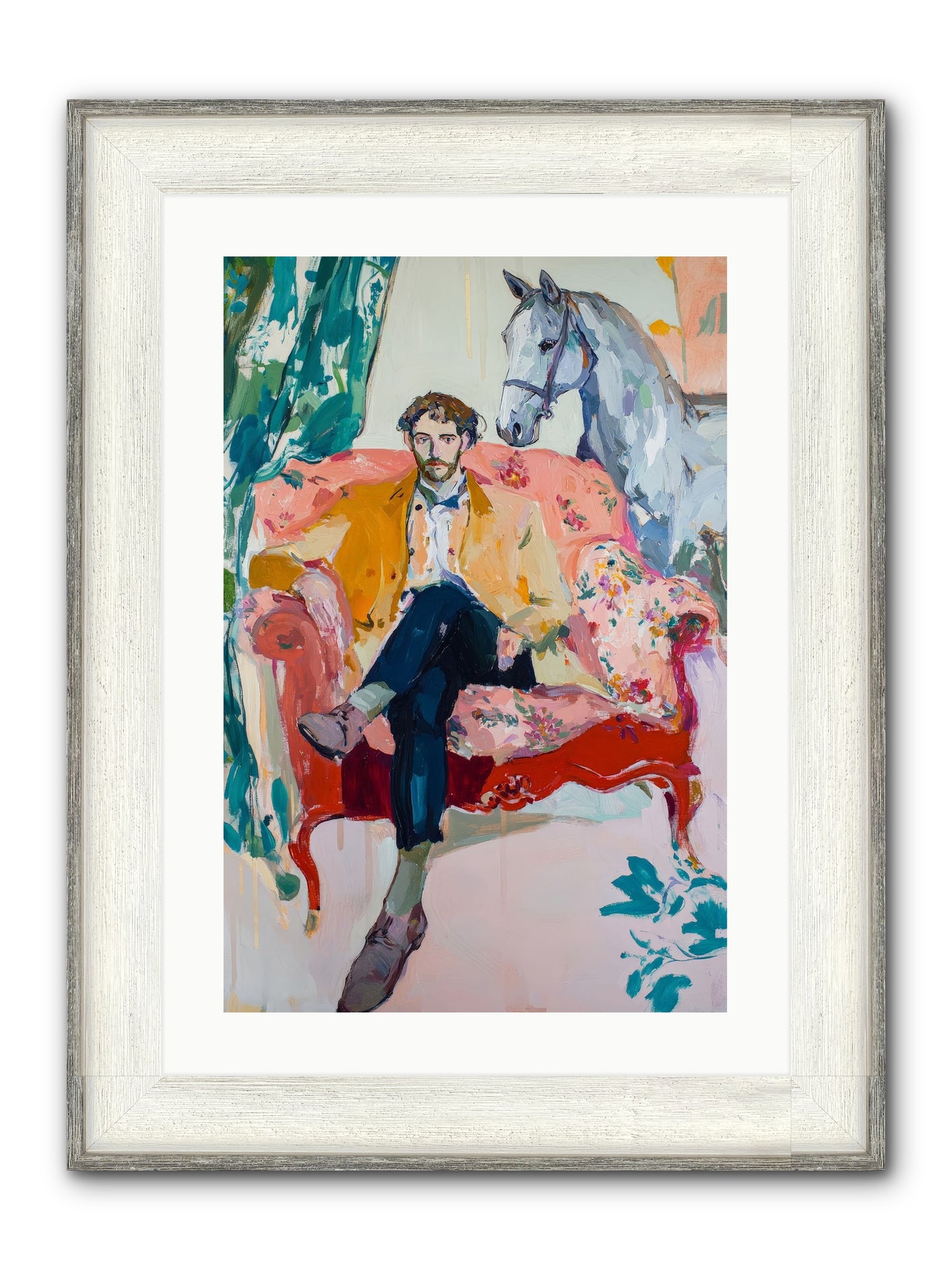 Gentleman Rider Framed Print - Driftwood White 16x24