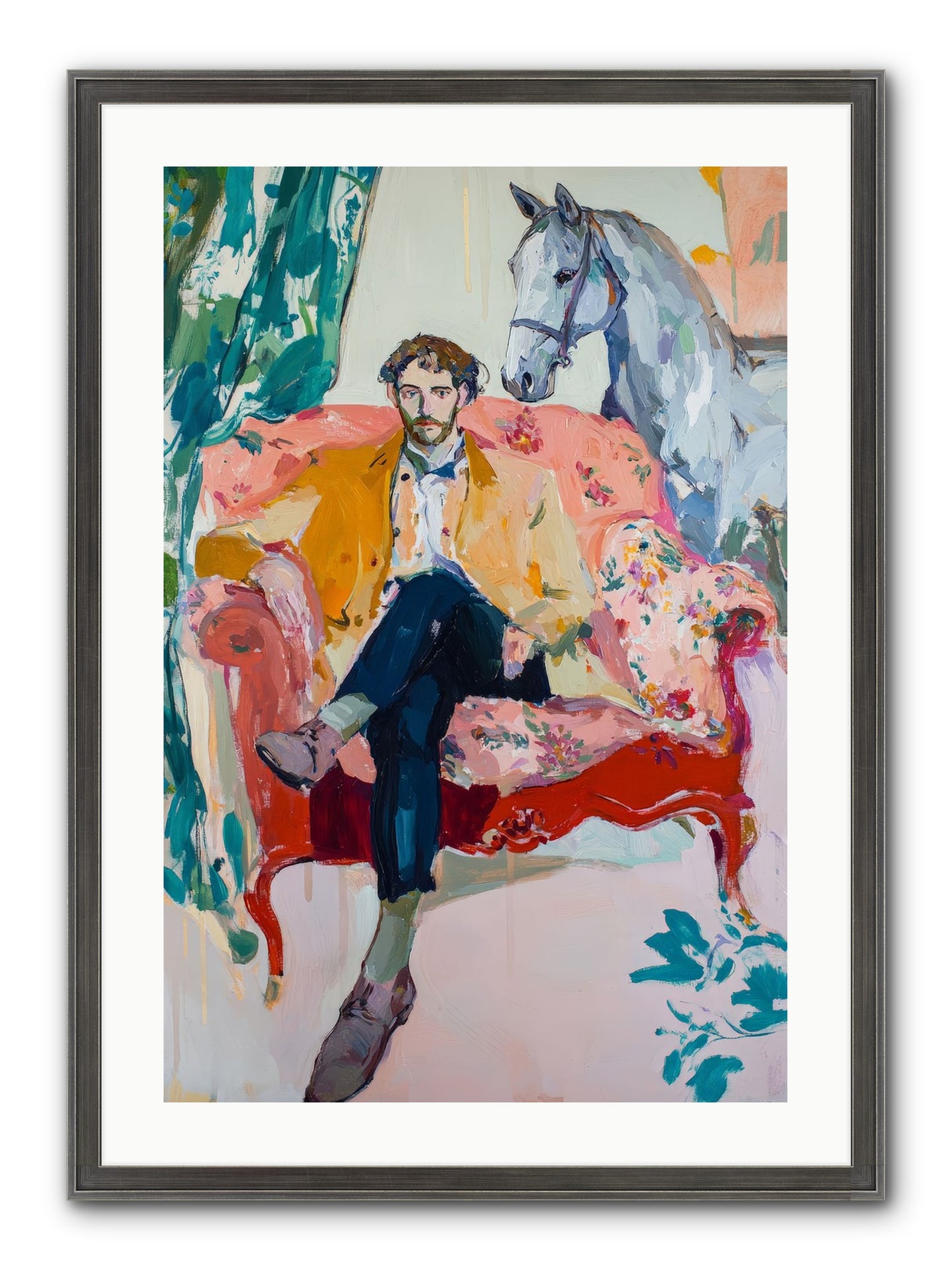 Gentleman Rider Framed Print - Slimwoods Black/Silver 20x30