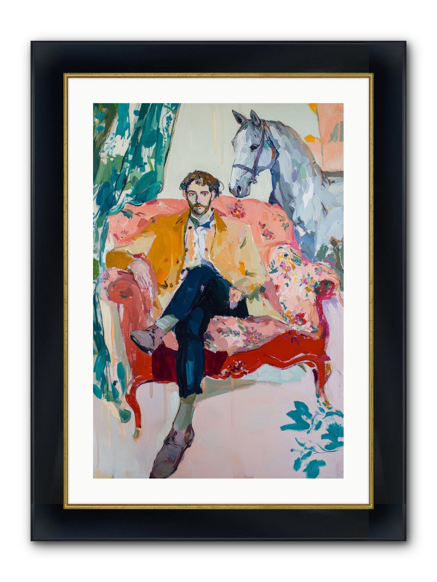 Gentleman Rider Framed Print - Wide Black w/Gold 20x30