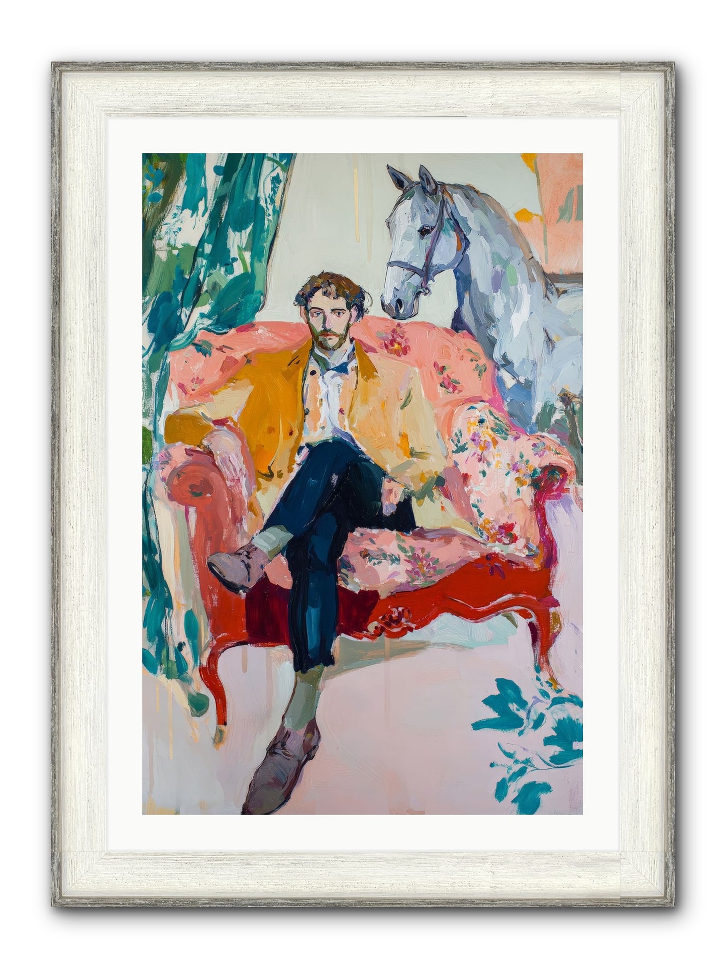 Gentleman Rider Framed Print - Driftwood White 24x36