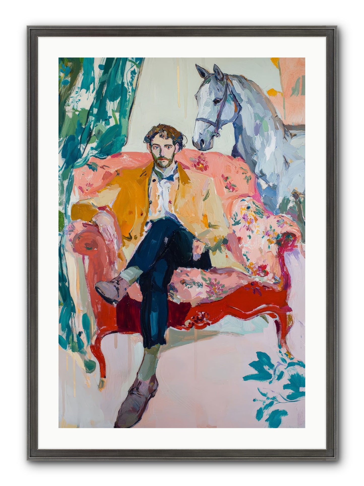 Gentleman Rider Framed Print - Slimwoods Black/Silver 24x36