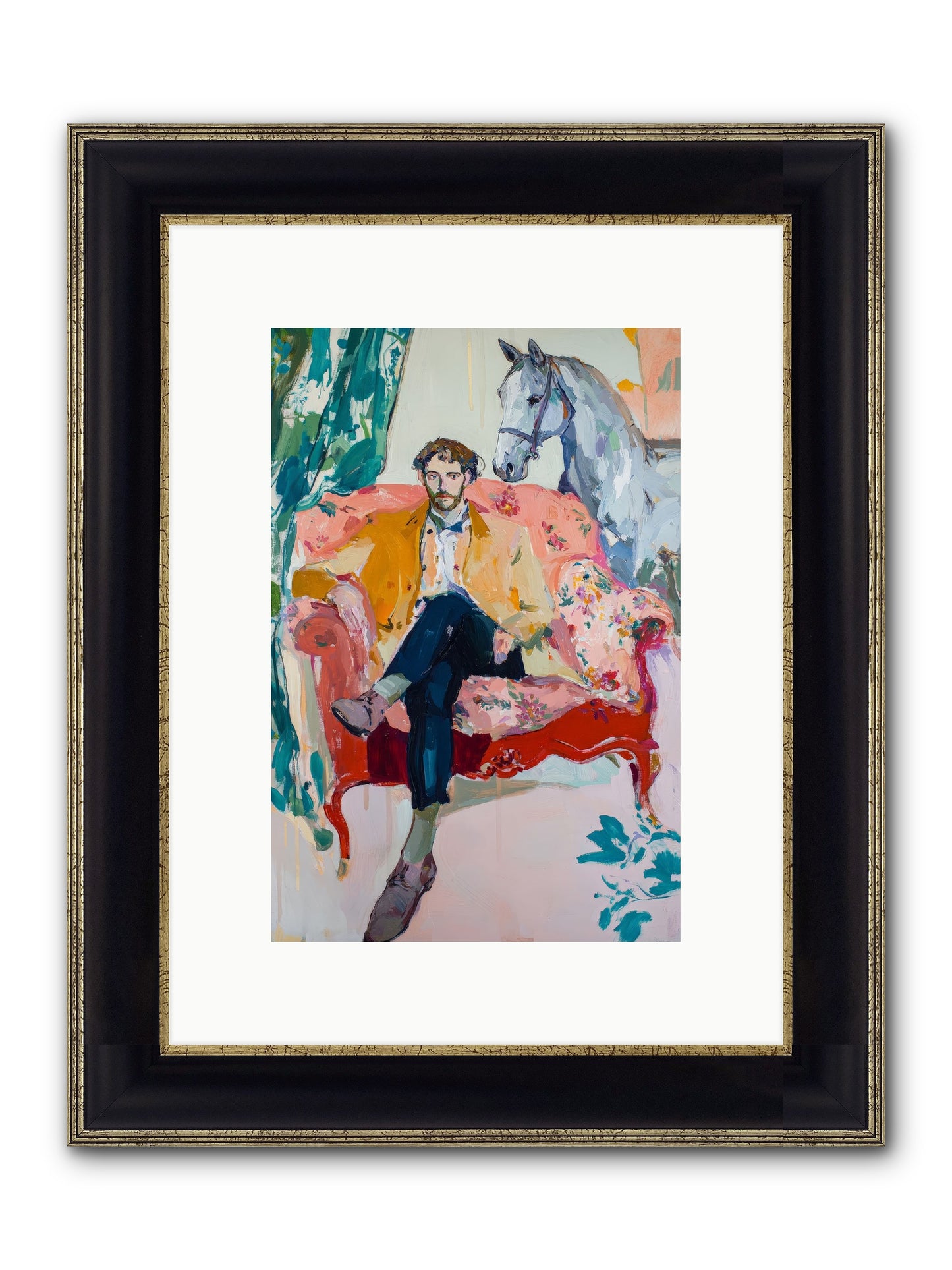 Gentleman Rider Framed Print - Black & Gold 8x12