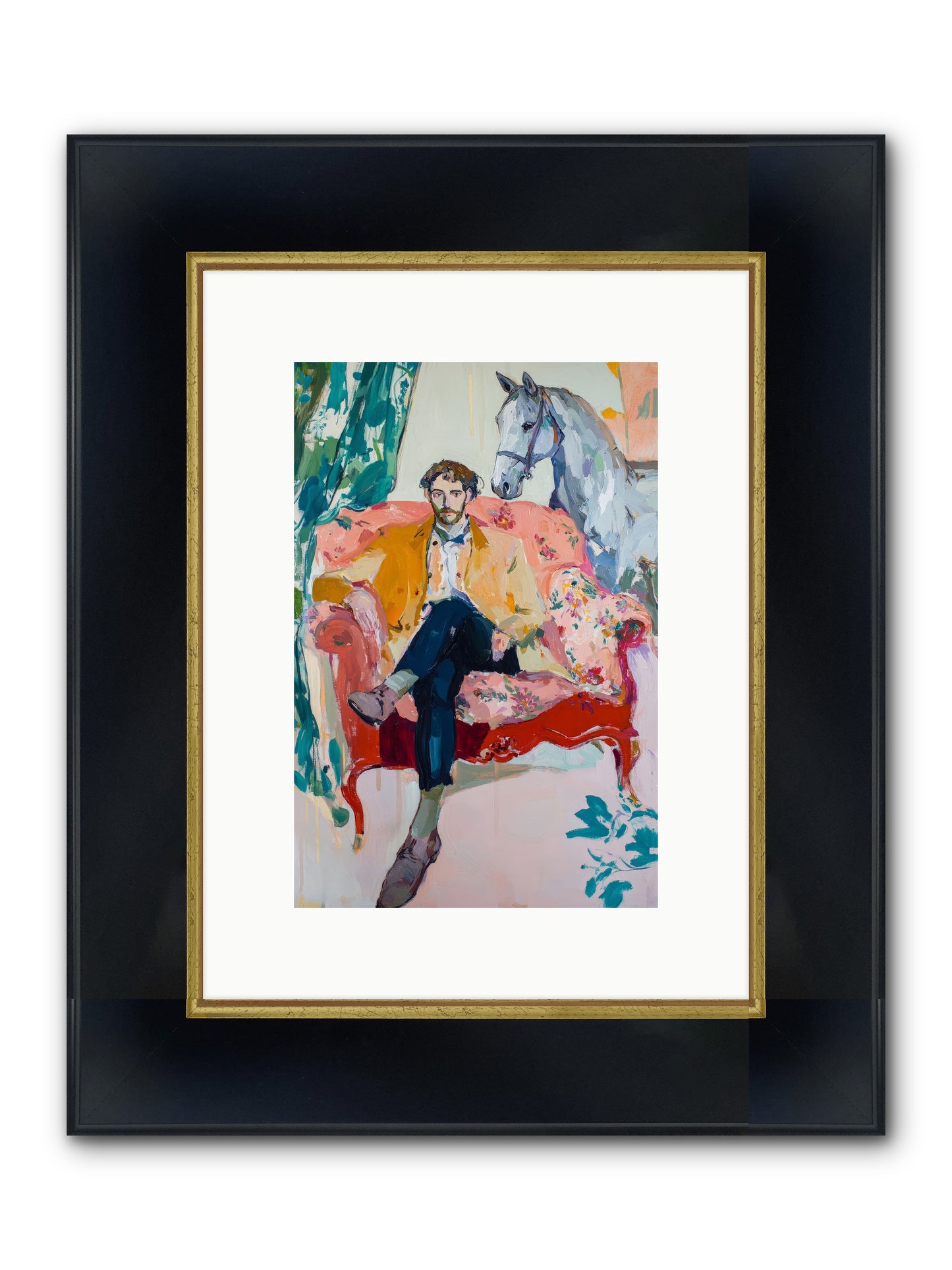 Gentleman Rider Framed Print - Wide Black w/Gold 8x12