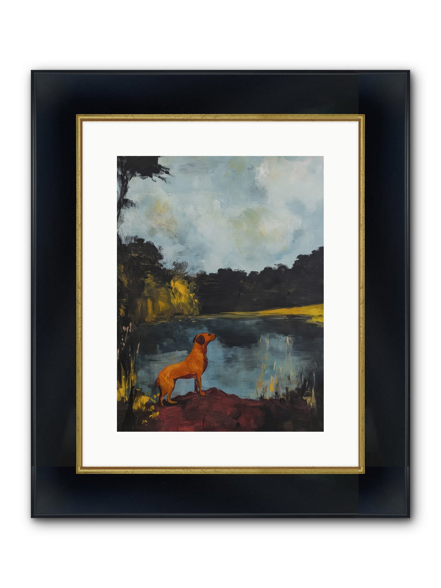 Ghost Walker Framed Print - Wide Black w/Gold 12x16