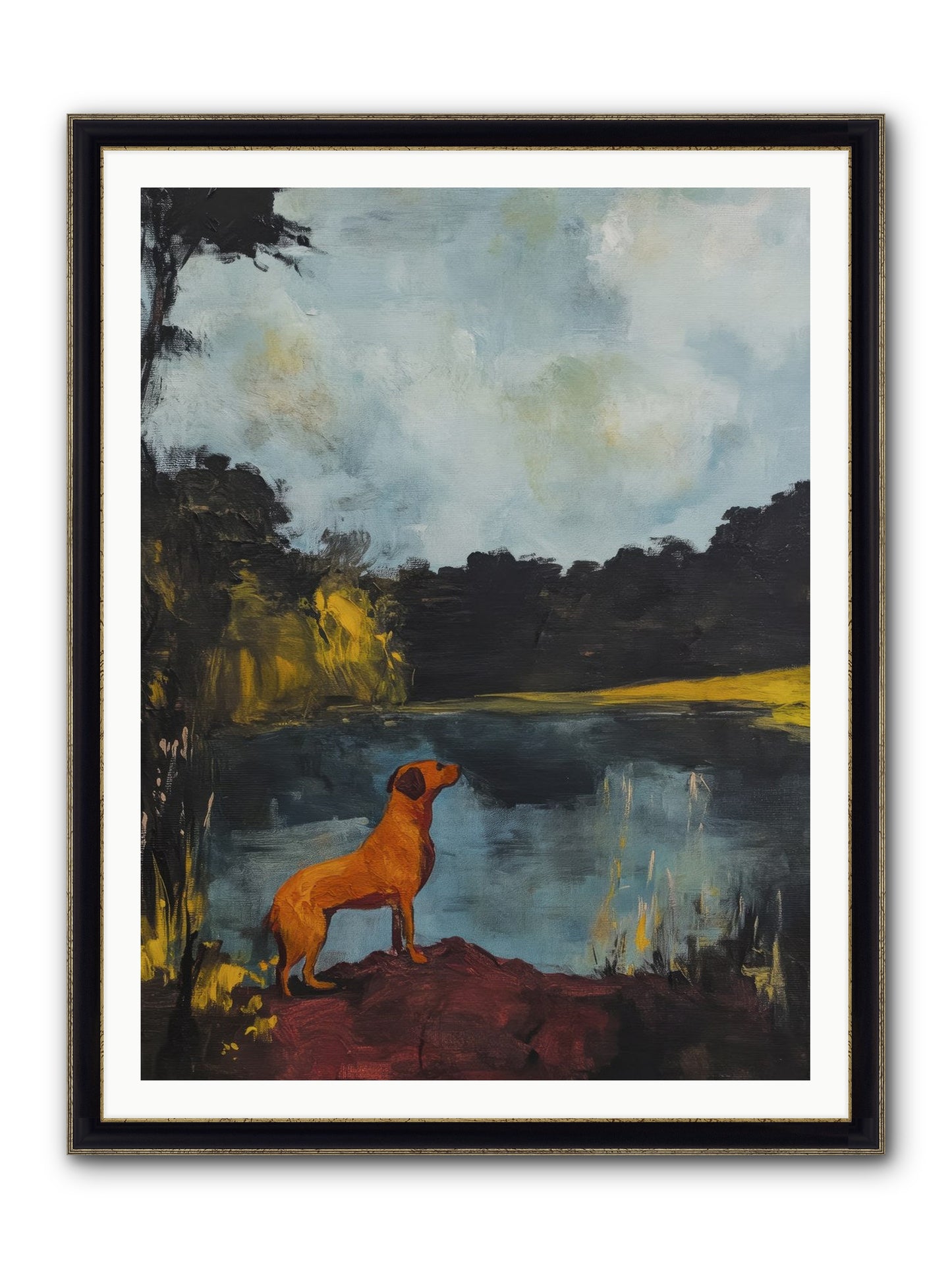 Ghost Walker Framed Print - Black & Gold 36x48