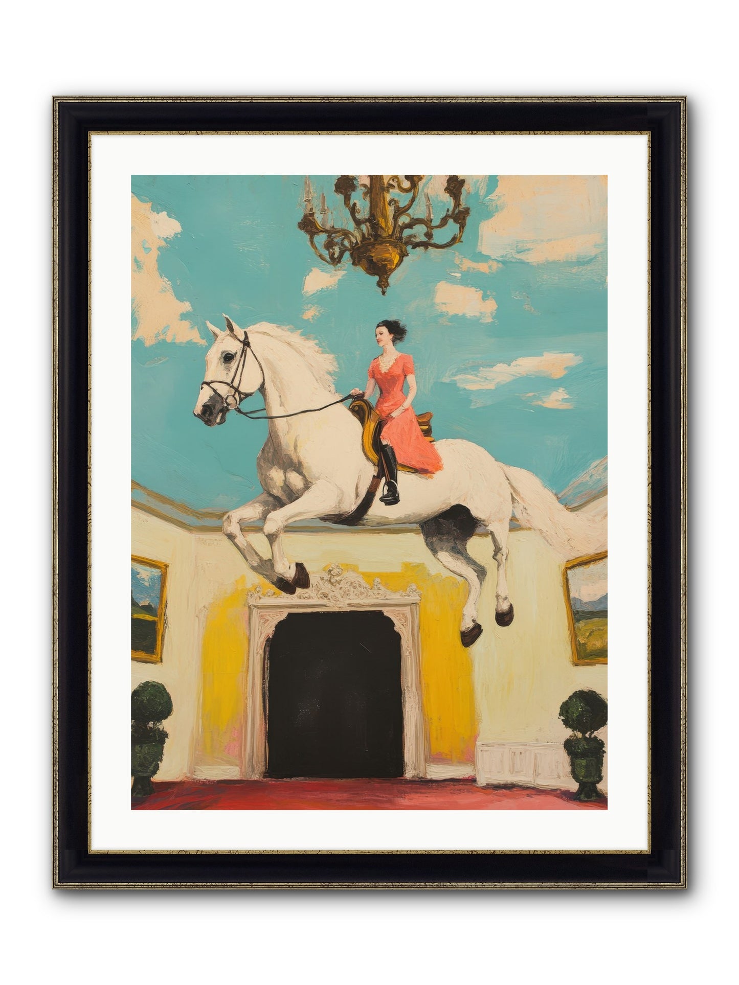Gilded Rooms Tell Tales Framed Print - Black & Gold 24x32