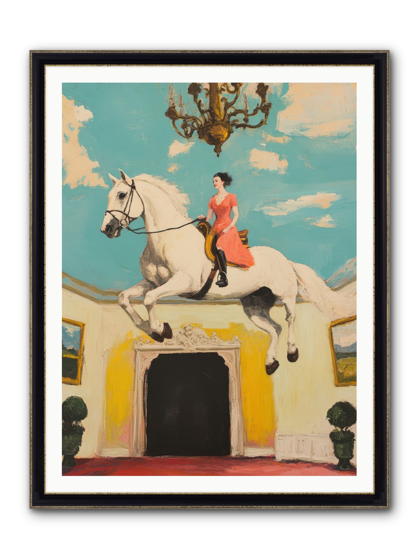 Gilded Rooms Tell Tales Framed Print - Black & Gold 36x48