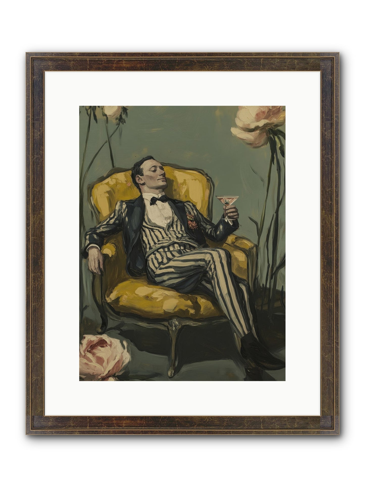 Gin & Roses Framed Print - Slimwoods Black/Gold 12x16