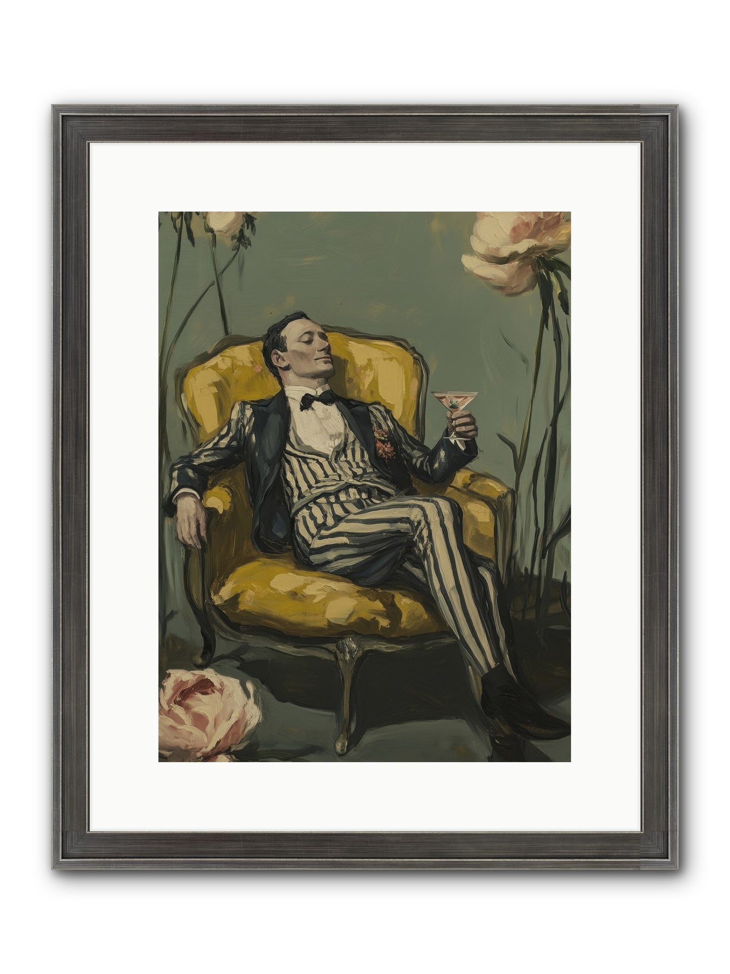 Gin & Roses Framed Print - Slimwoods Black/Silver 12x16