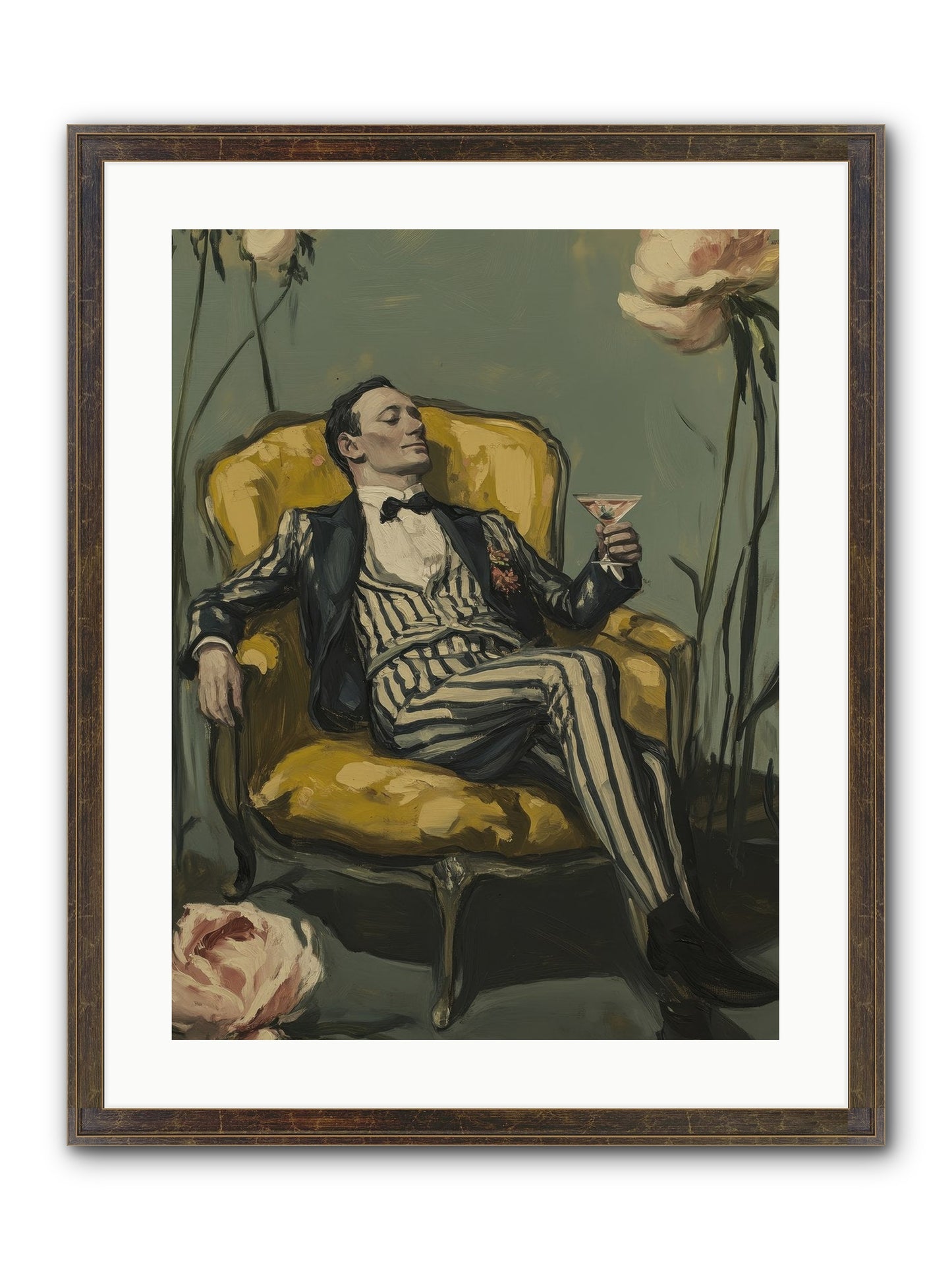 Gin & Roses Framed Print - Slimwoods Black/Gold 18x24