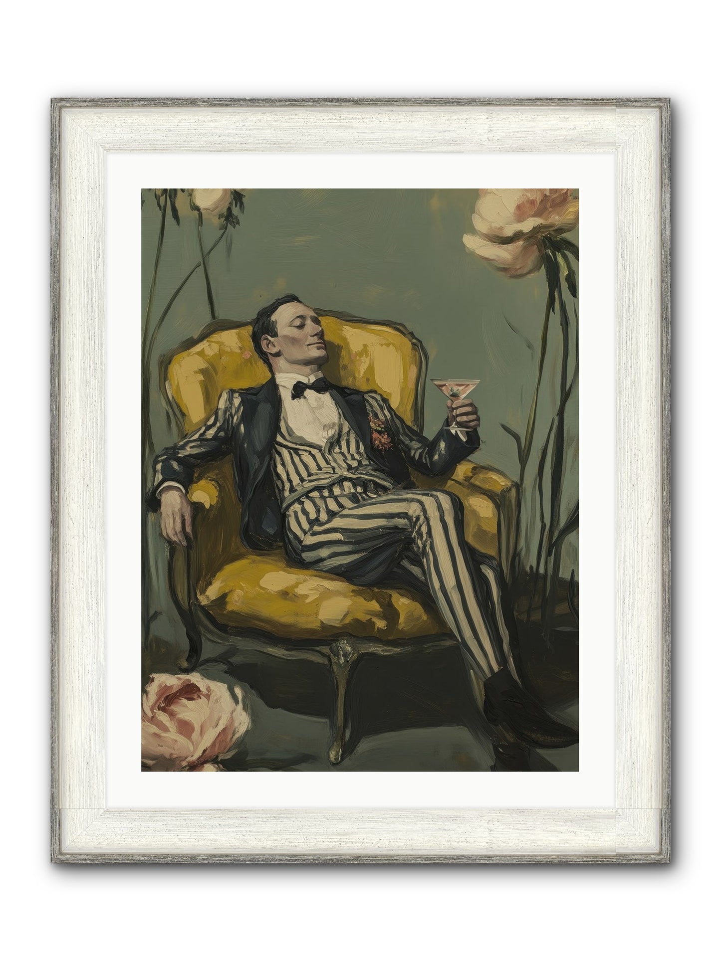 Gin & Roses Framed Print - Driftwood White 24x32