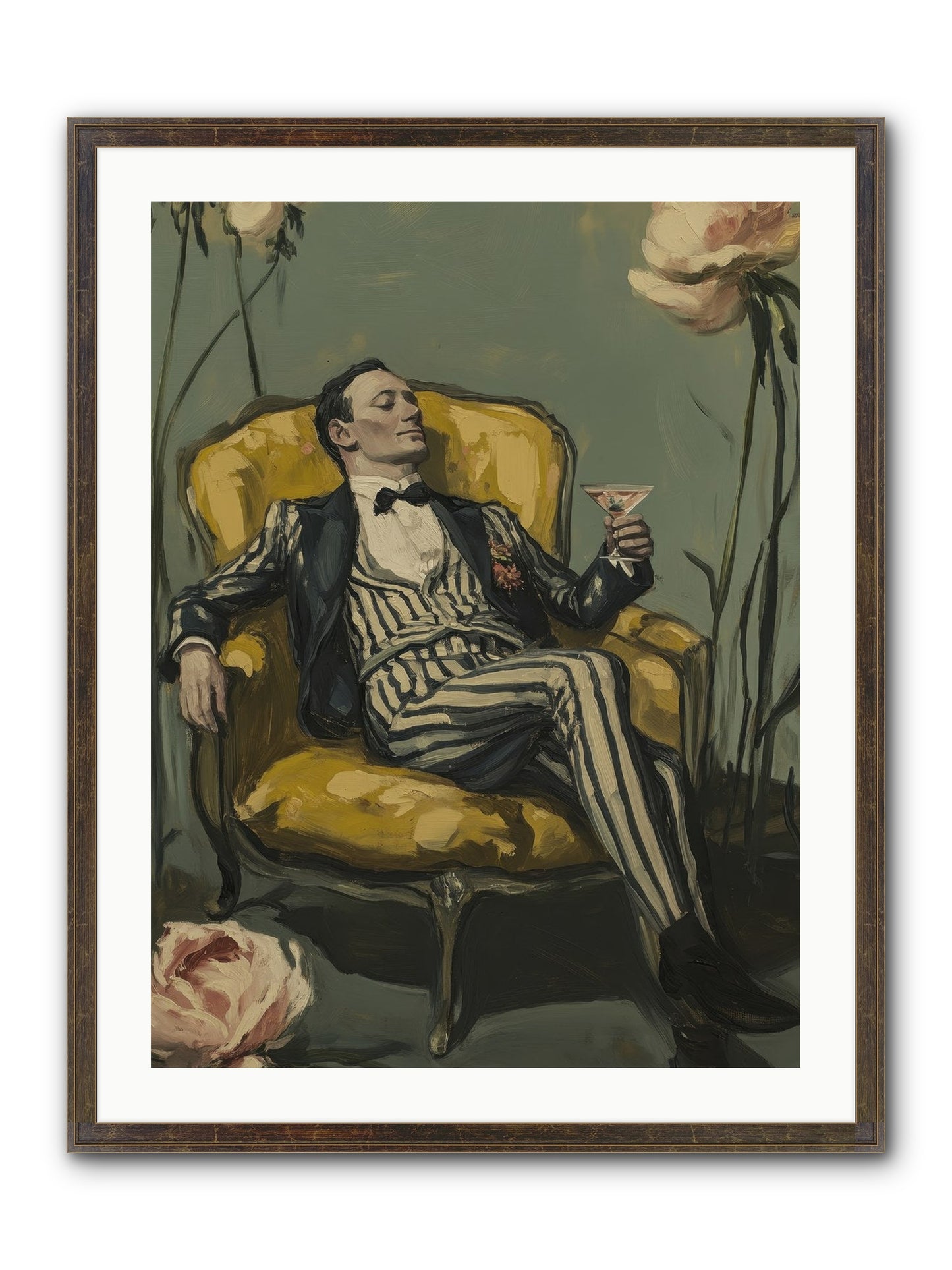 Gin & Roses Framed Print - Slimwoods Black/Gold 24x32