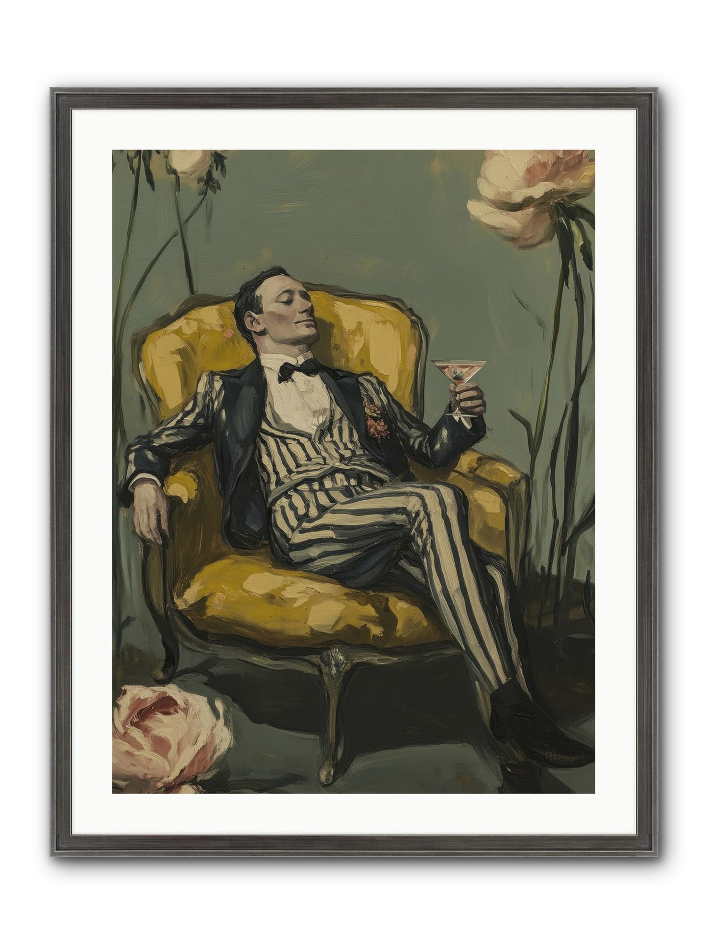 Gin & Roses Framed Print - Slimwoods Black/Silver 24x32