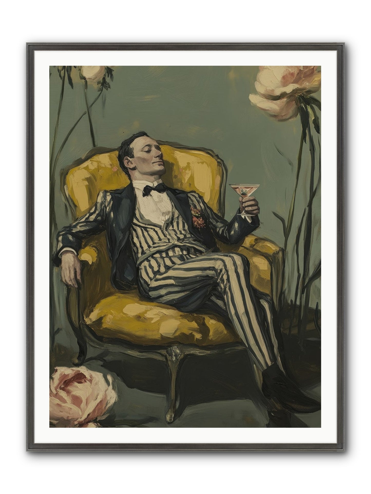 Gin & Roses Framed Print - Slimwoods Black/Silver 36x48