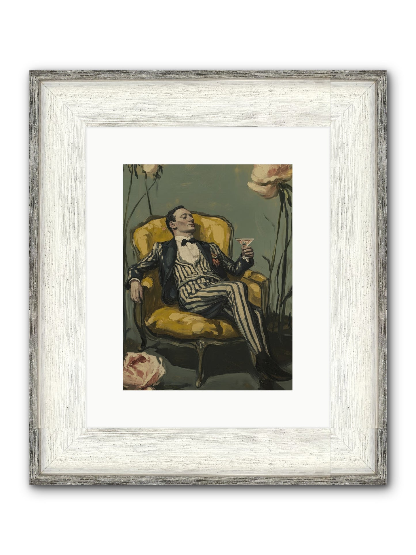 Gin & Roses Framed Print - Driftwood White 9x12