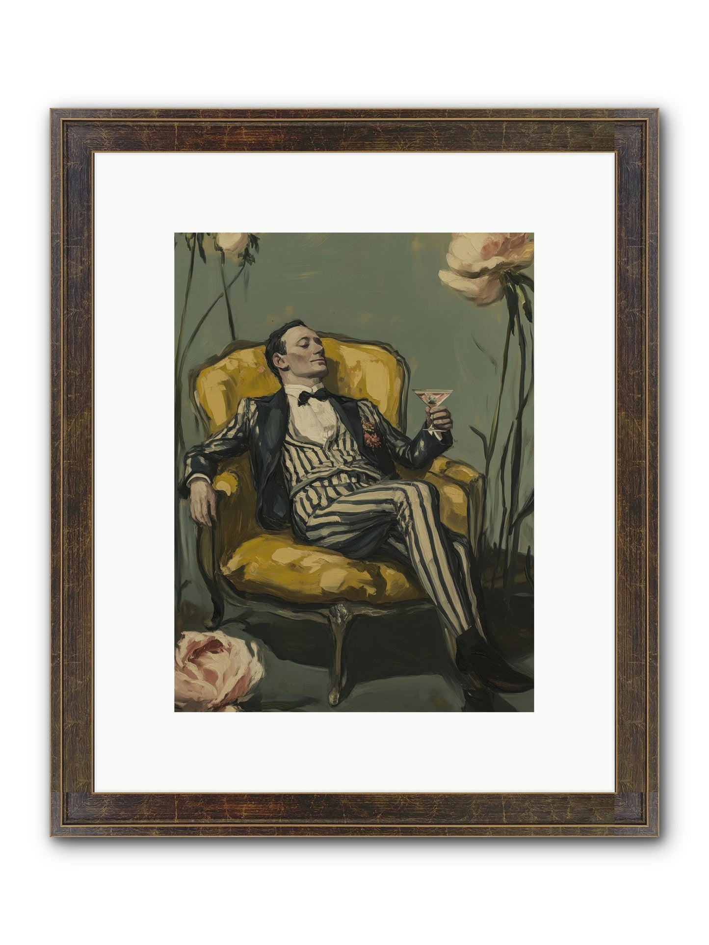 Gin & Roses Framed Print - Slimwoods Black/Gold 9x12