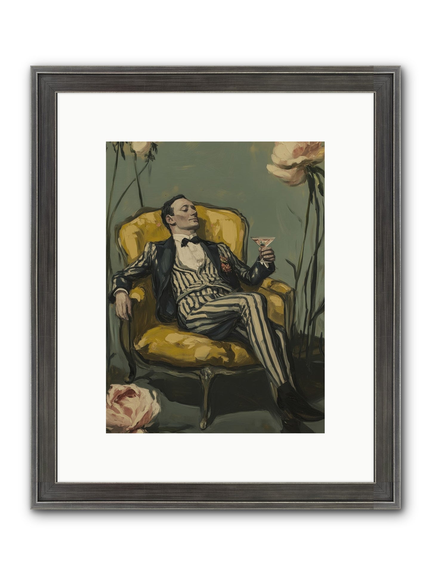 Gin & Roses Framed Print - Slimwoods Black/Silver 9x12