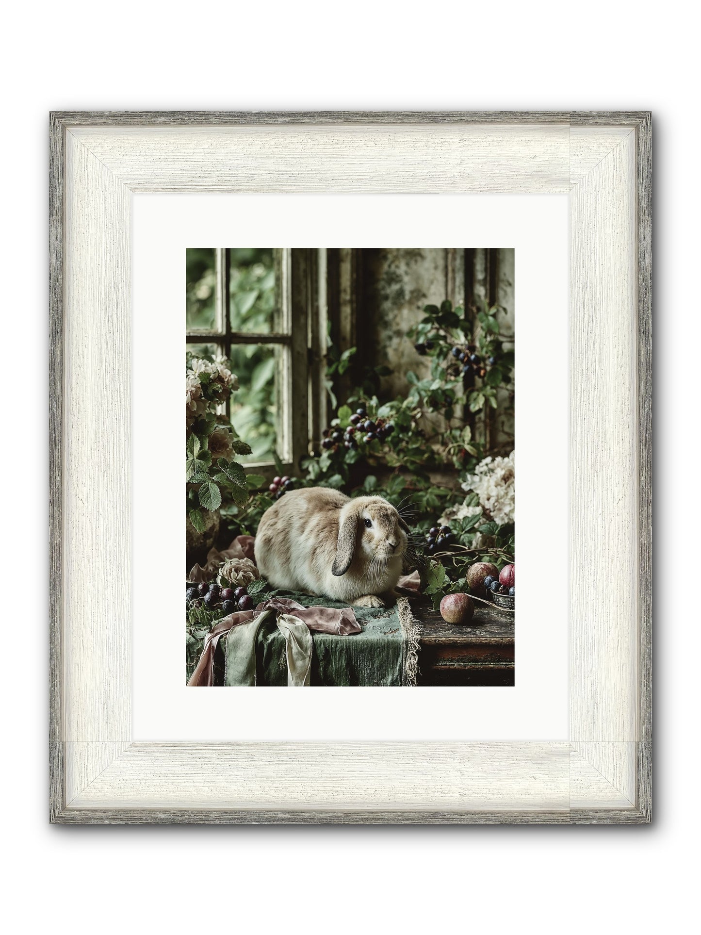 Giverny Framed Print - Driftwood White 12x16