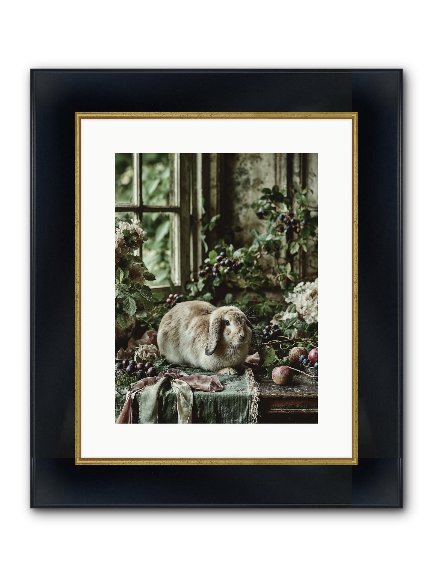 Giverny Framed Print - Wide Black w/Gold 12x16